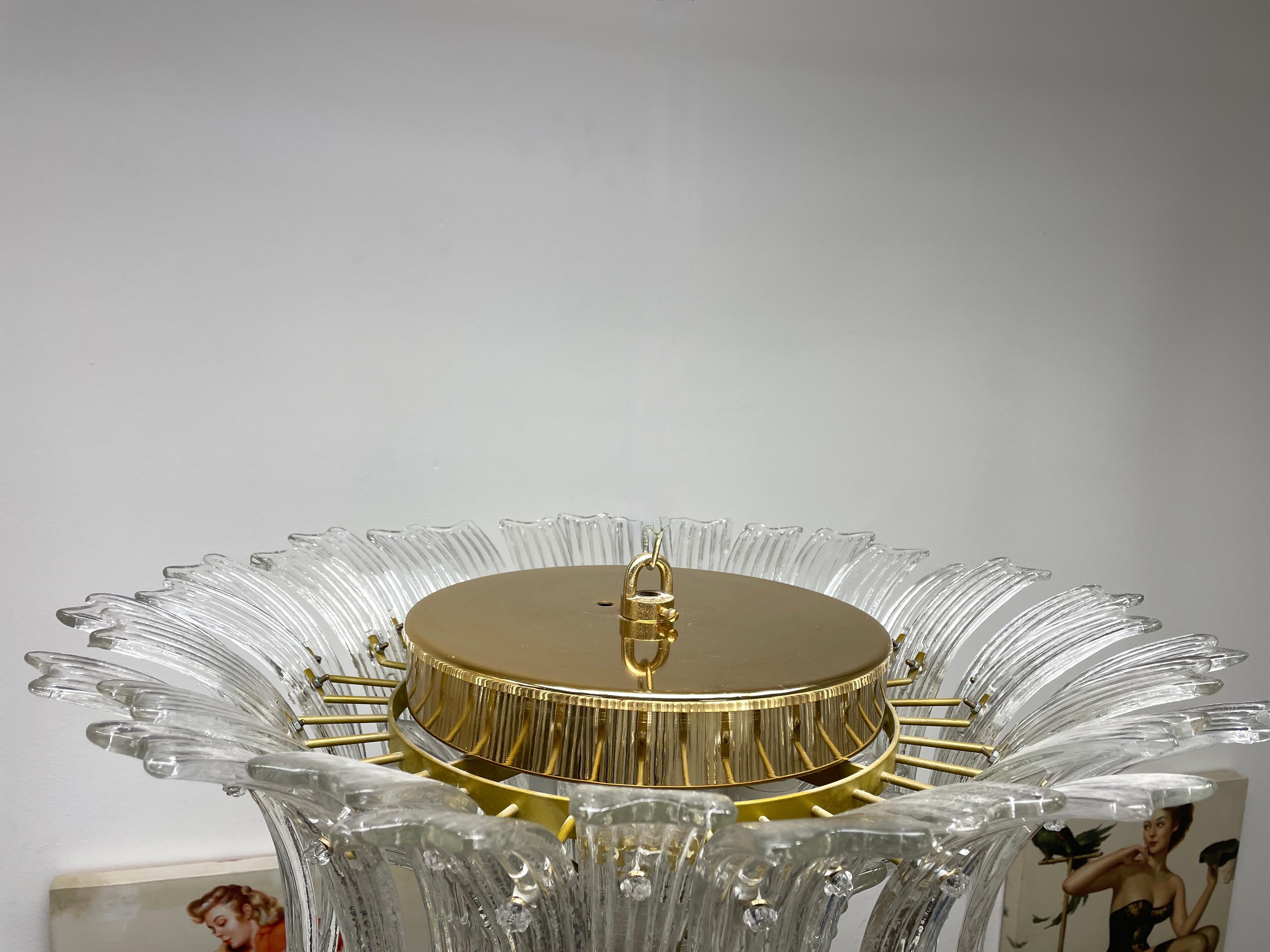 Venetian Murano Glass Palmette Chandelier Flush Mount by Barovier Toso, Italy 4