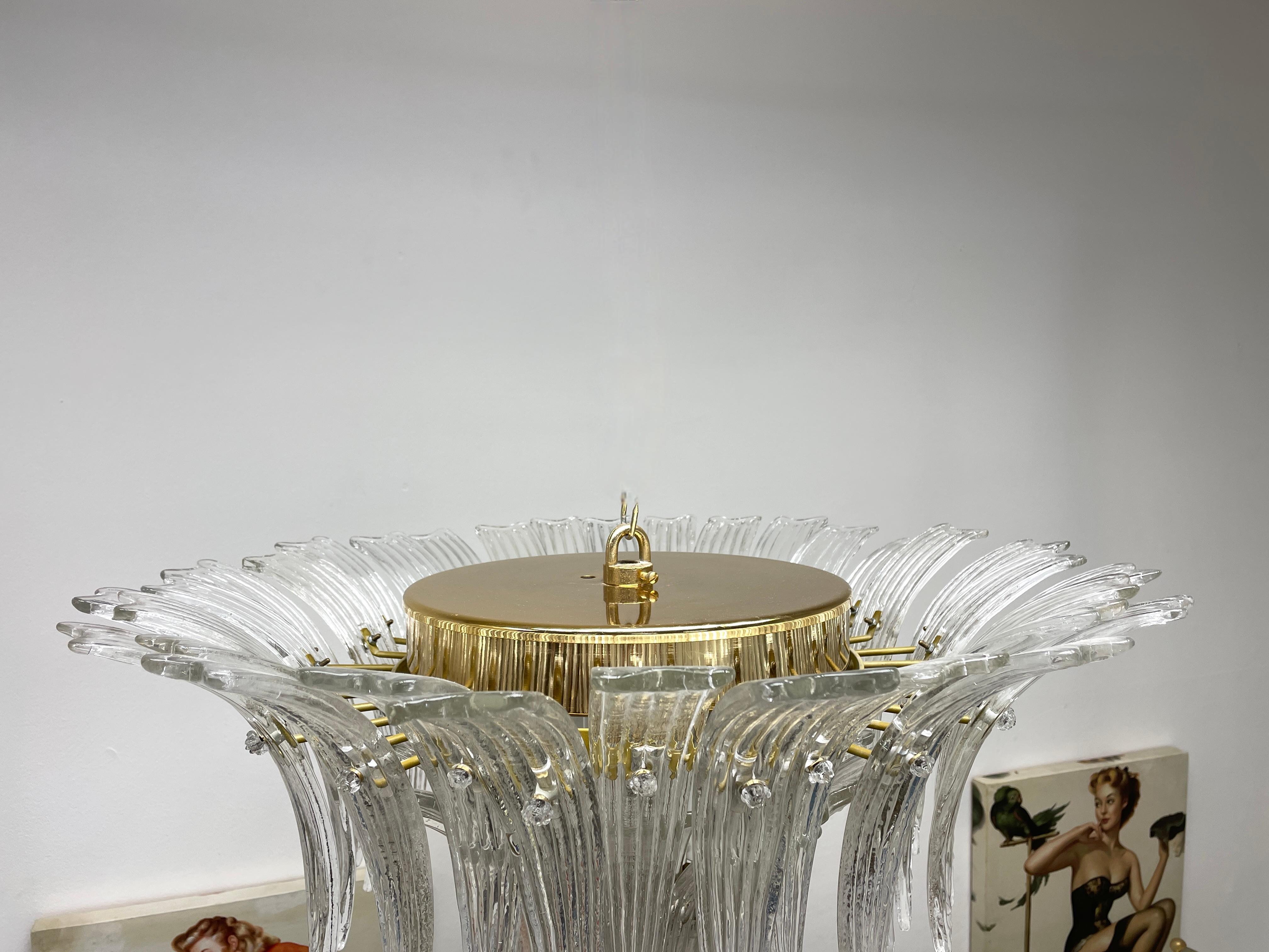 Palmette-Kronleuchter aus venezianischem Muranoglas von Barovier Toso, Einbaubeleuchtung im Angebot 6