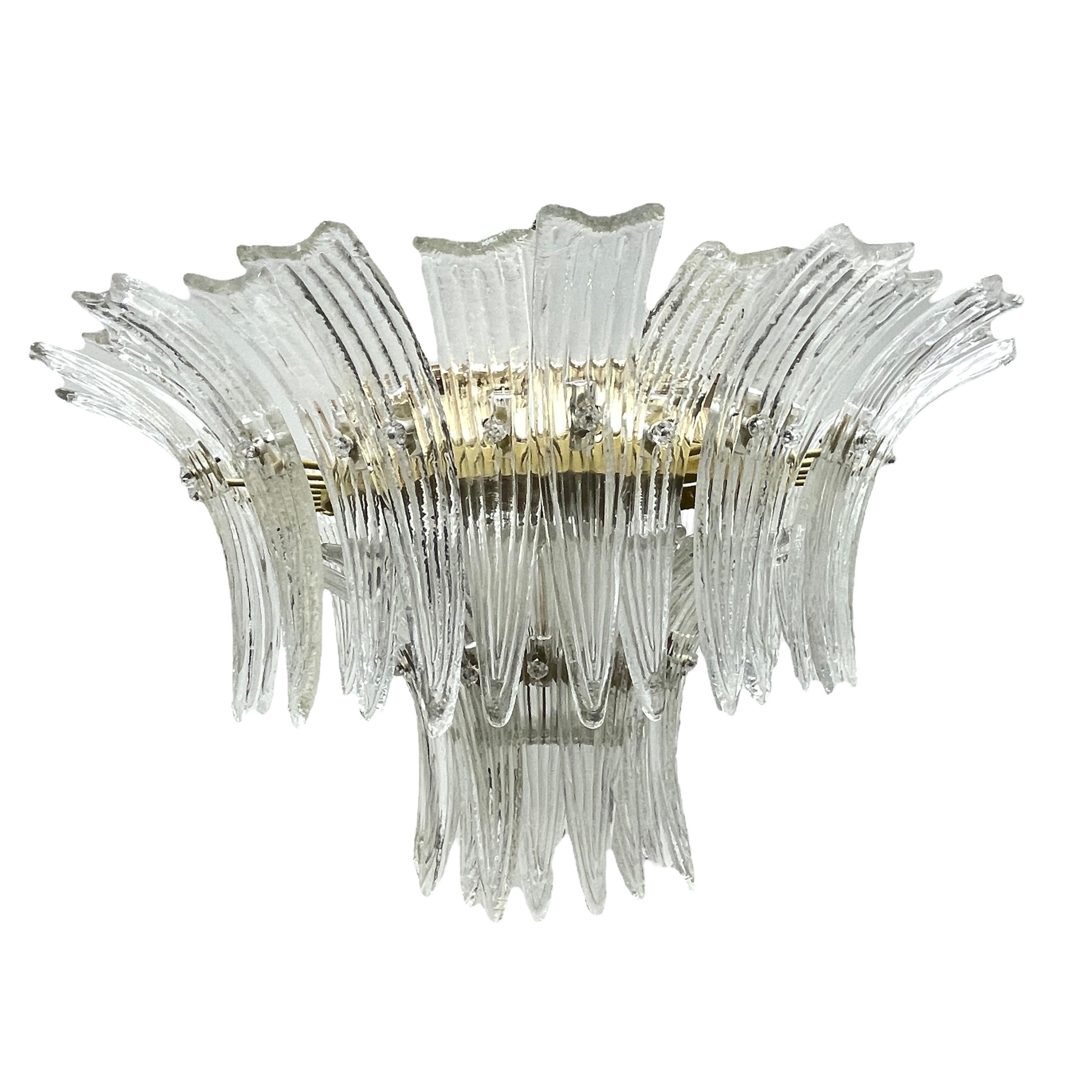 Palmette-Kronleuchter aus venezianischem Muranoglas von Barovier Toso, Einbaubeleuchtung im Angebot 8