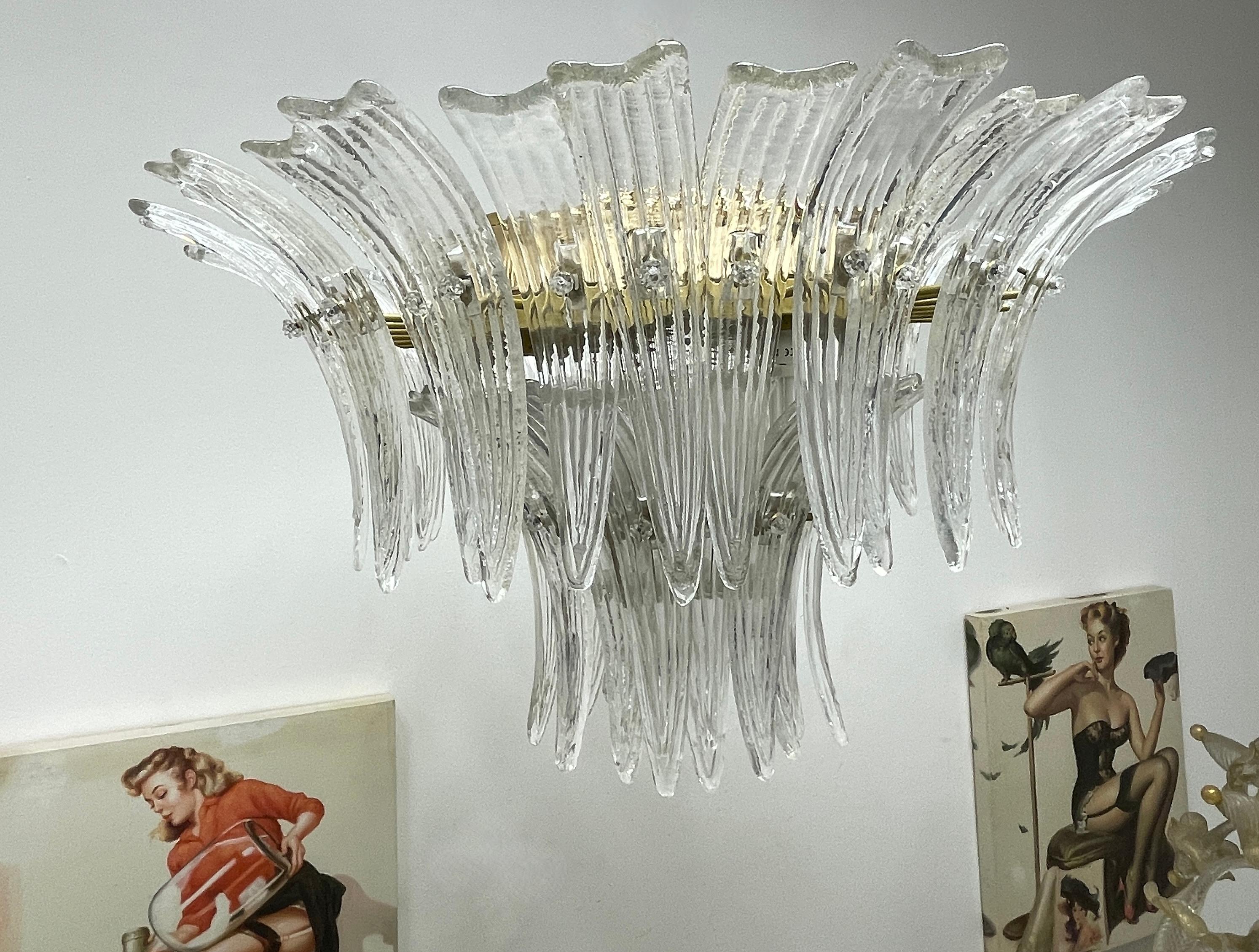 Venetian Murano Glass Palmette Chandelier Flush Mount by Barovier Toso, Italy In Good Condition For Sale In Nuernberg, DE