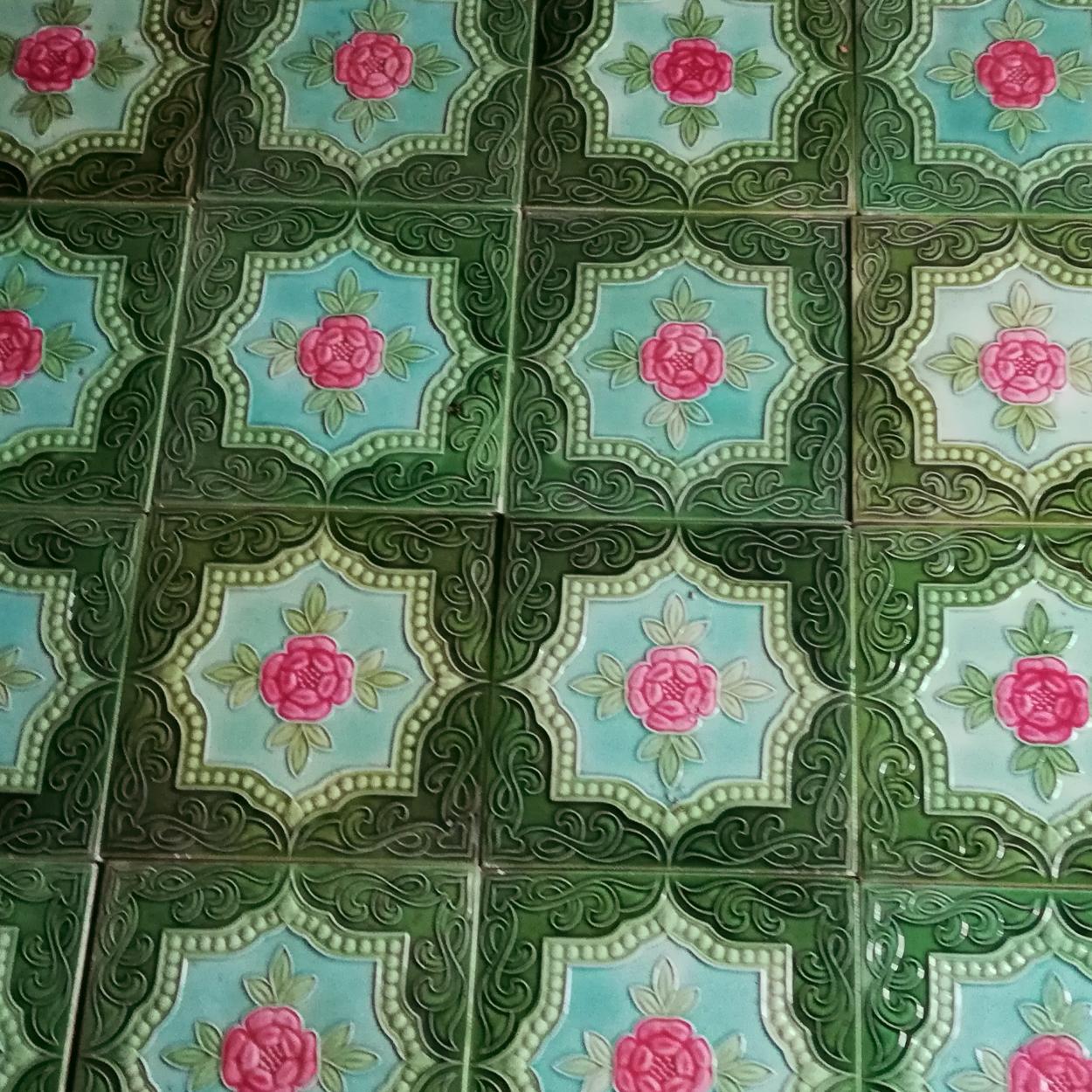Jugendstil One of the 20 Glazed Relief Tiles, S.A. Produits Ceramiques De La Dyle, 1930