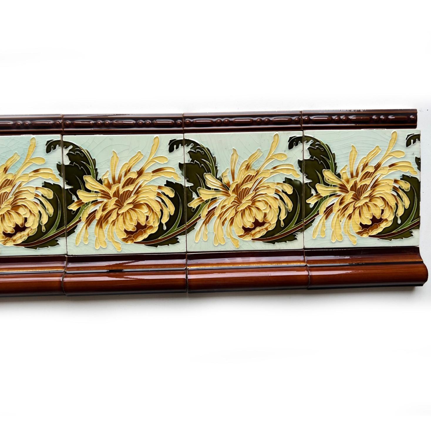 One of the 60 Art Nouveau Tiles, by Gilliot Hemiksem, Belgium, circa 1930s 4