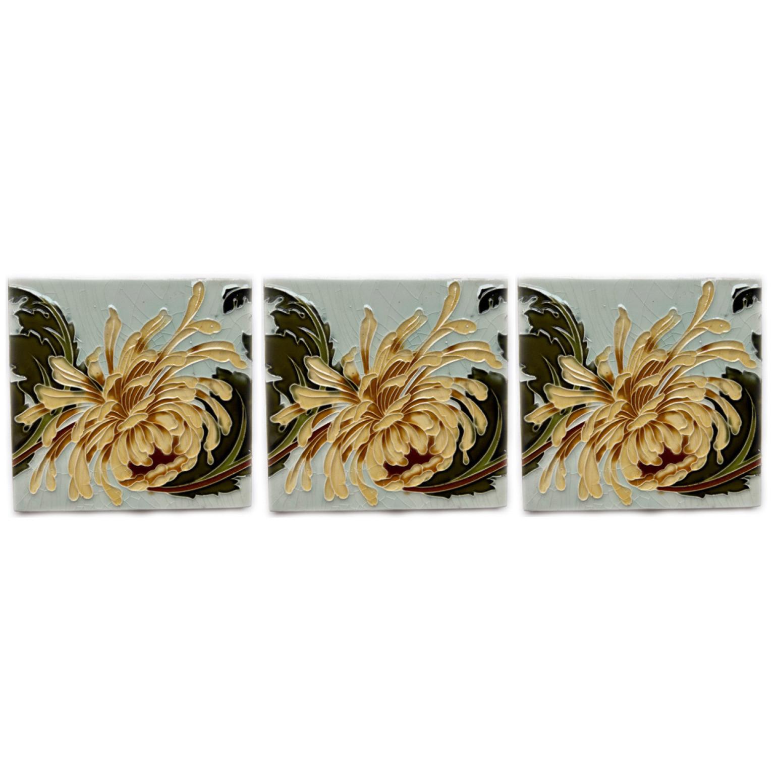 Belgian One of the 60 Art Nouveau Tiles, by Gilliot Hemiksem, Belgium, circa 1930s