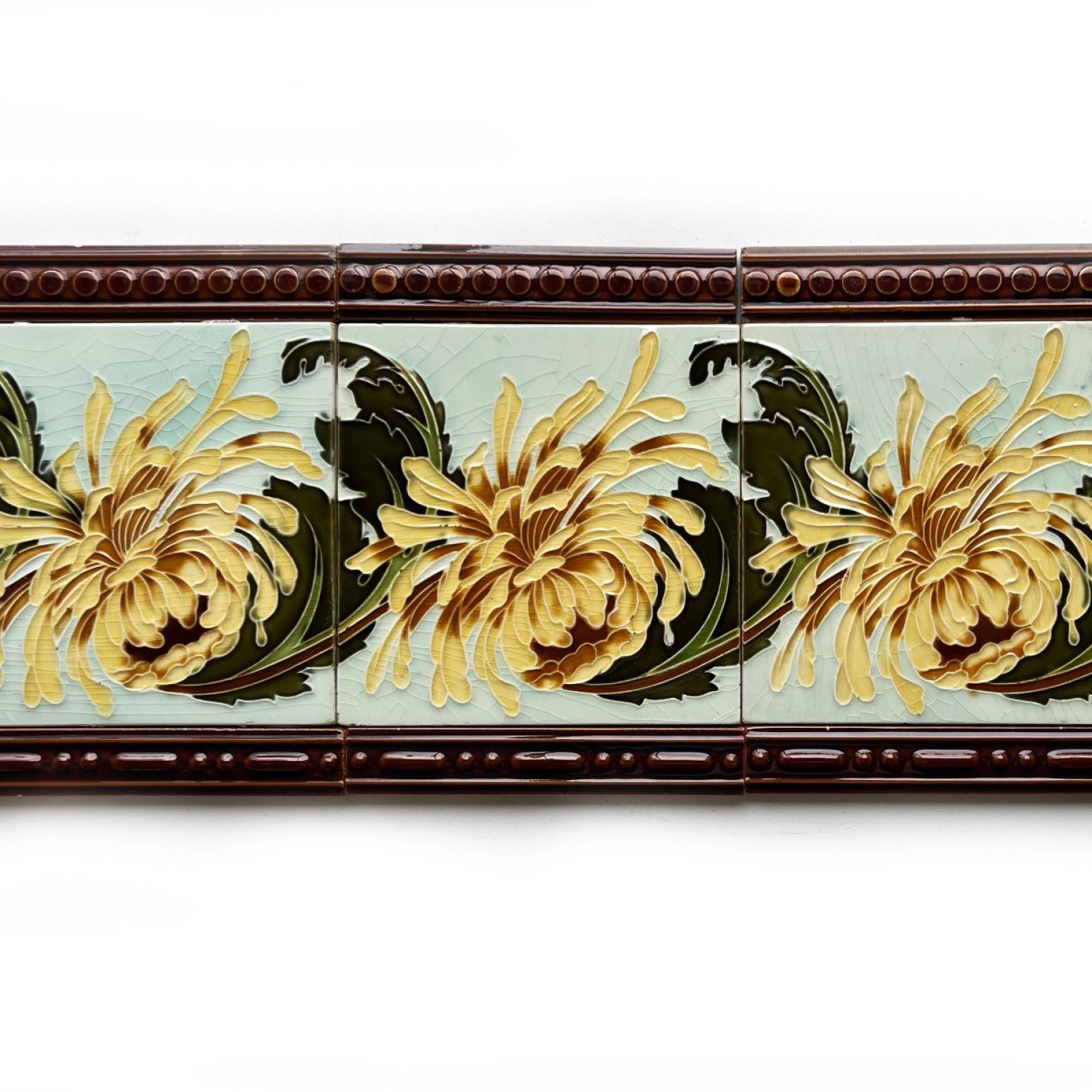 Ceramic One of the 60 Art Nouveau Tiles, by Gilliot Hemiksem, Belgium, circa 1930s