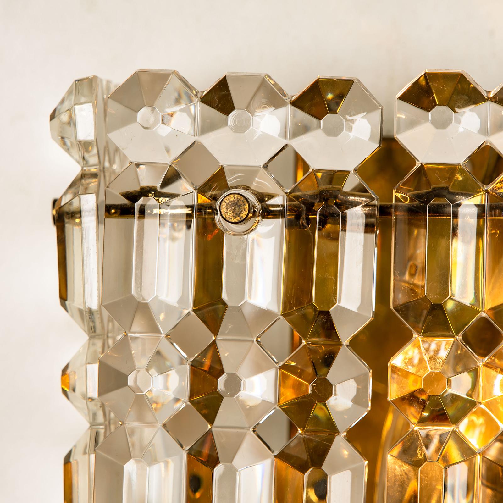 One of the Eight Gilt Brass Metal Crystal Glass Sconces Kinkeldey, 1970s For Sale 4