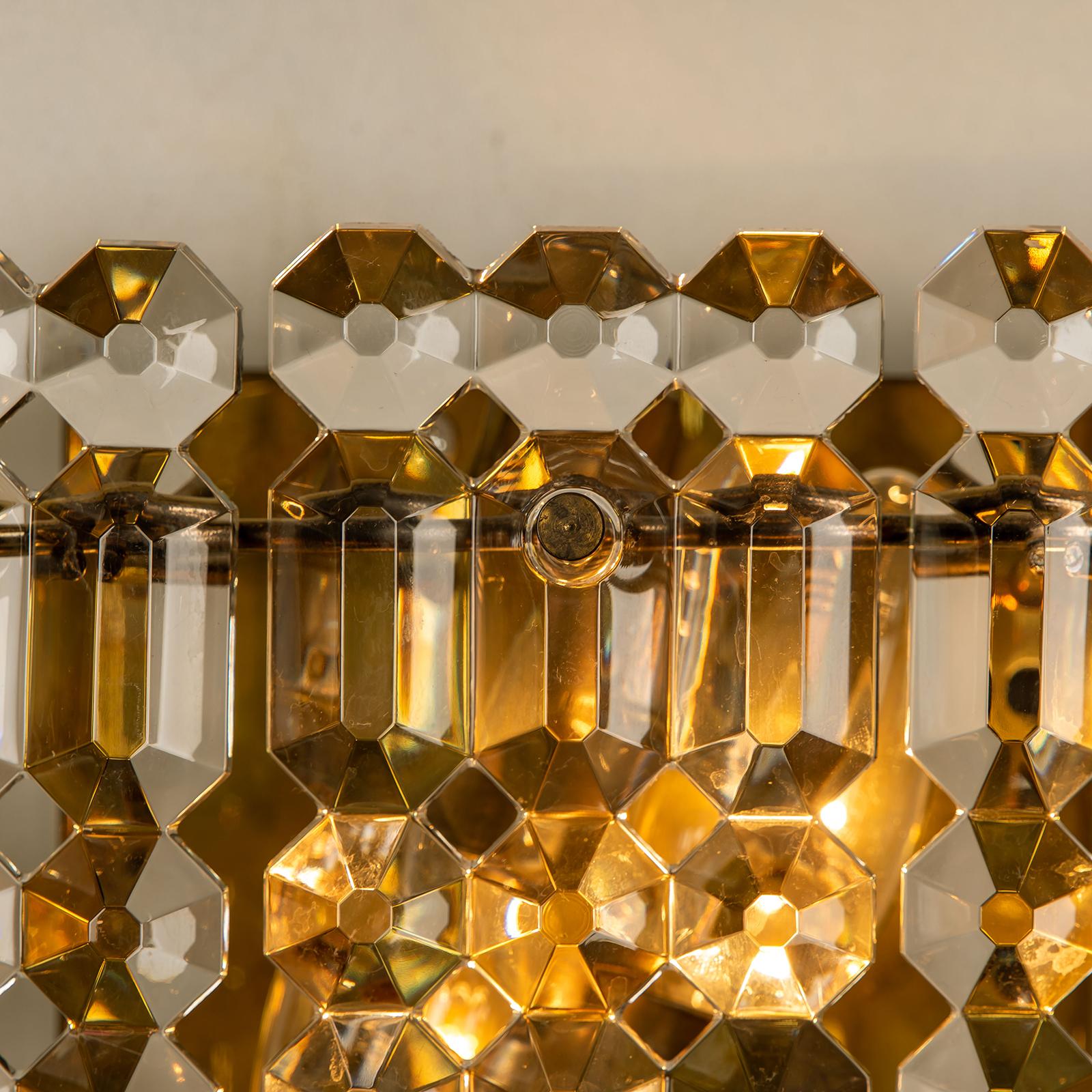 One of the Eight Gilt Brass Metal Crystal Glass Sconces Kinkeldey, 1970s For Sale 3