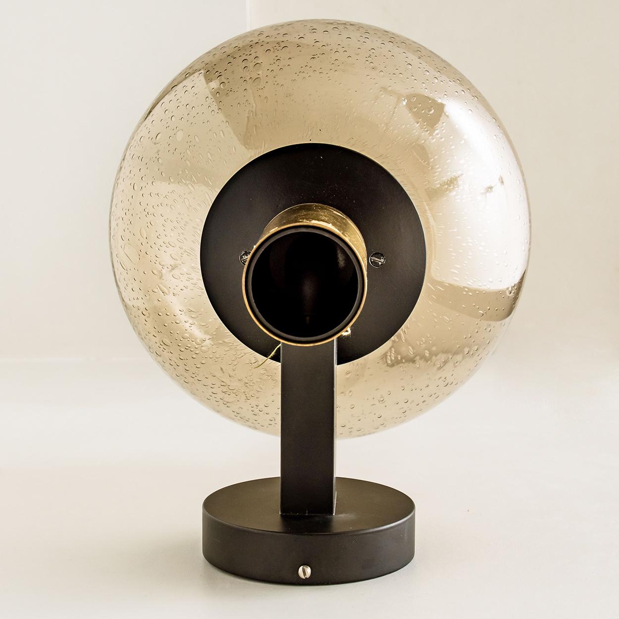 One of the Eight Glass Brass Wall Lamps by Glashütte Limburg, 1975 4