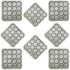 One of the Eight Limburg Iron Glass Square Flush Mounts /Wall Lights, 1960s