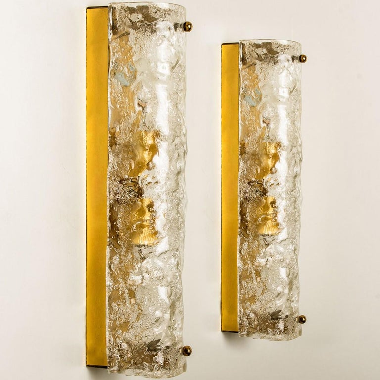 Mid-Century Modern One of the Four Blown Glass and Brass Wall Lights, 1969 For Sale