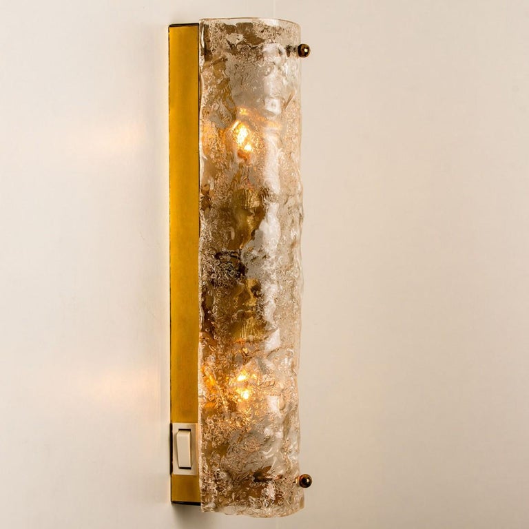 One of the Four Blown Glass and Brass Wall Lights, 1969 In Good Condition For Sale In Rijssen, NL