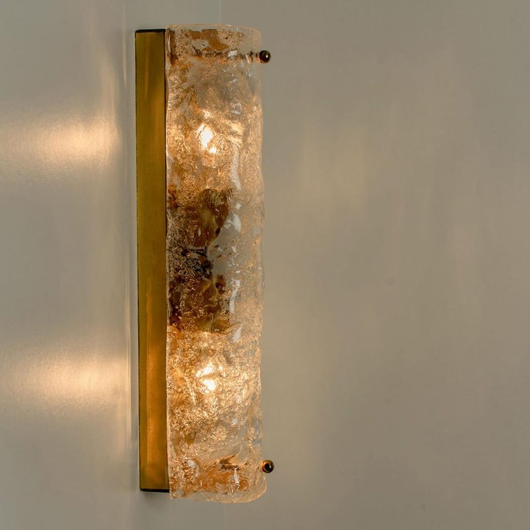 One of the Four Blown Glass and Brass Wall Lights, 1969 For Sale 1