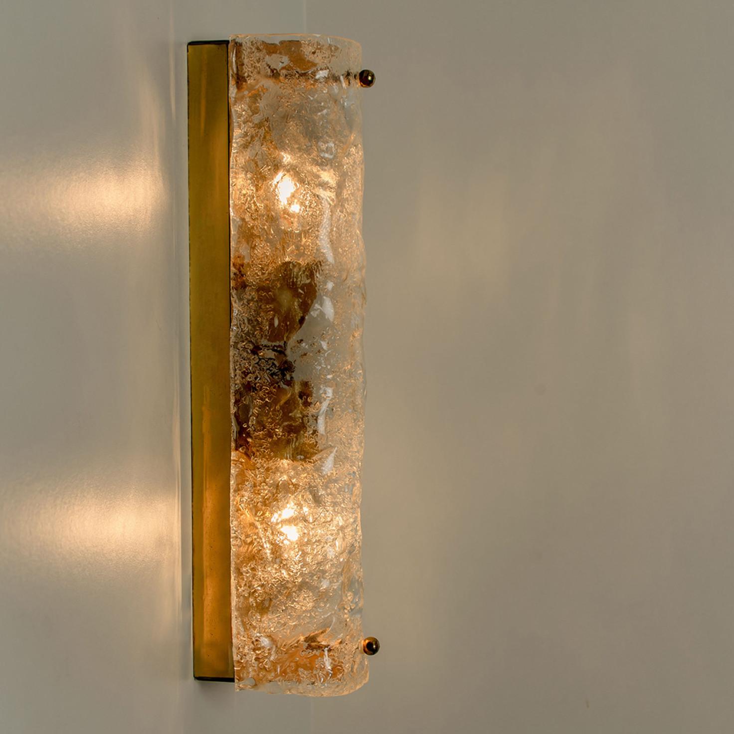 One of the Four Blown  Glass and Brass Wall Lights , 1969 For Sale 1