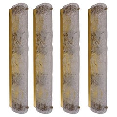 One of the Four Blown Murano Glass and Brass Wall Lights by Hillebrand