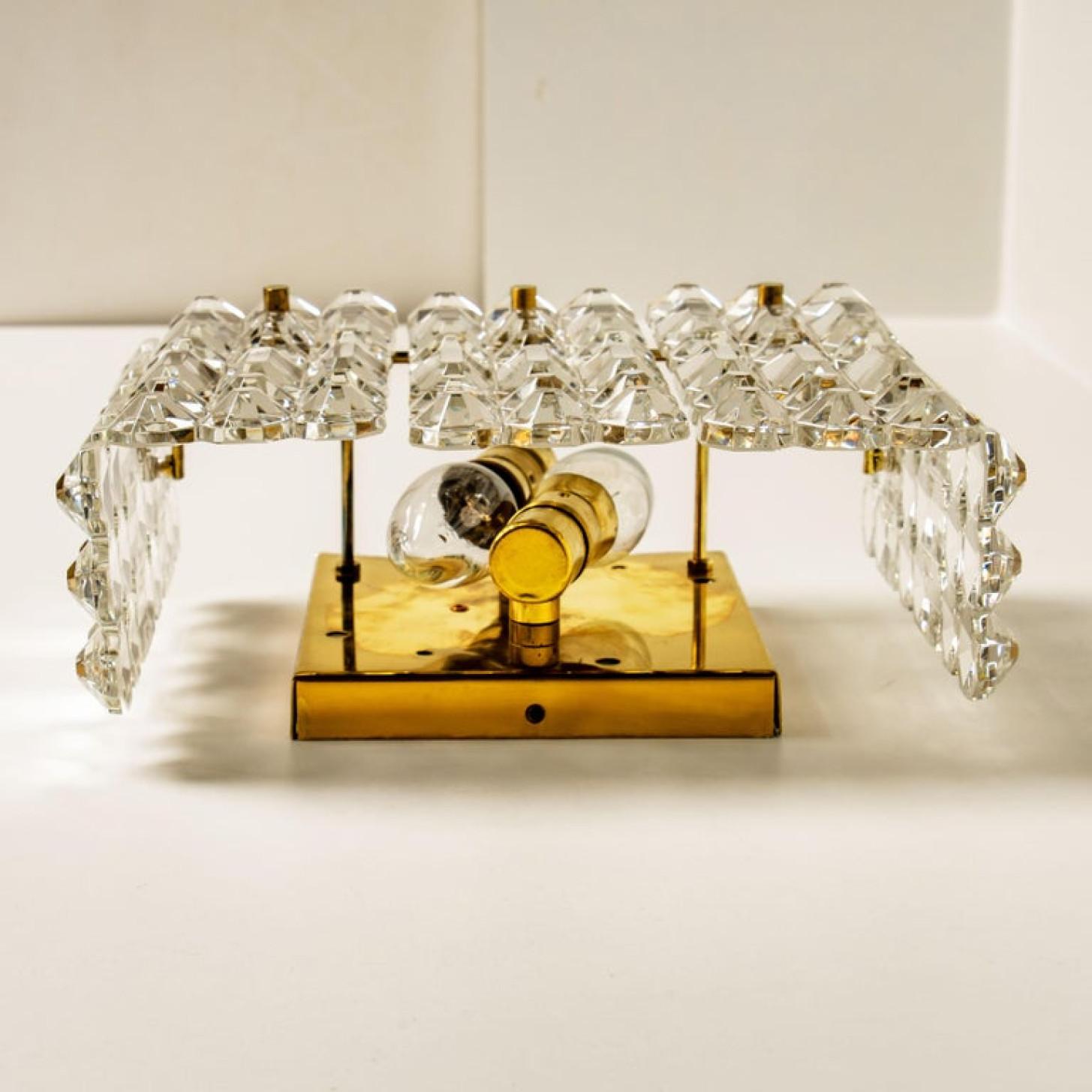 One of the Four Gilt Brass Metal Crystal Glass Sconces Kinkeldey, 1970s For Sale 2
