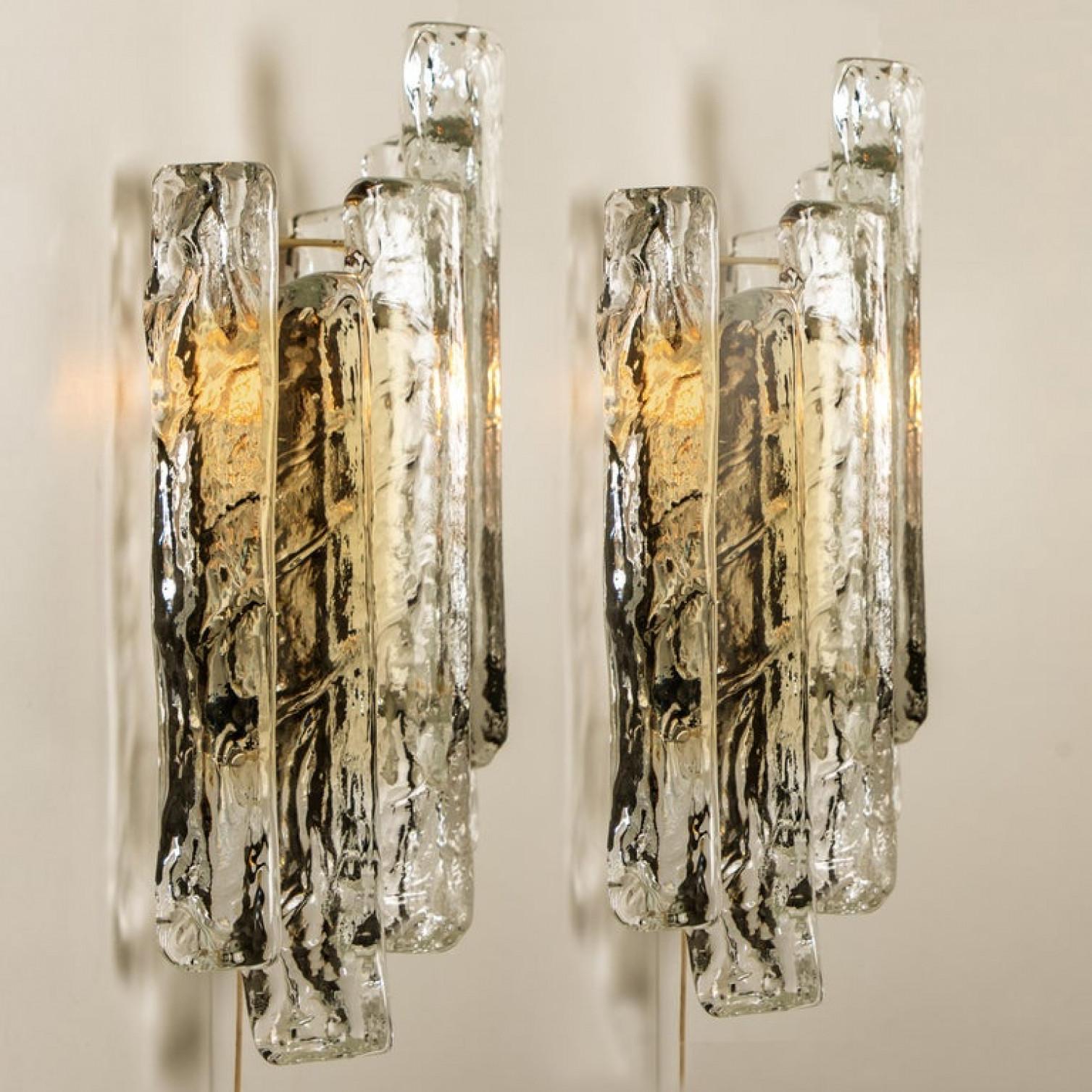 Mid-Century Modern One of the Four Glass Wall Sconces, Austria, 1970s For Sale