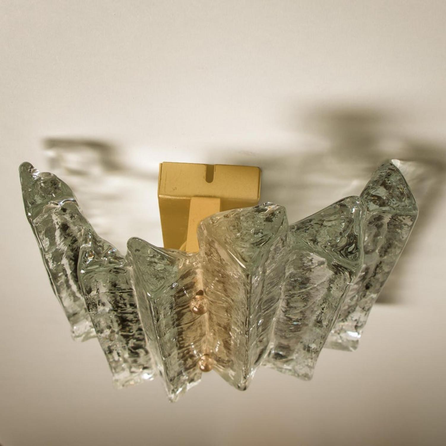 Austrian One of the Four Glass Wall Sconces, Austria, 1970s For Sale