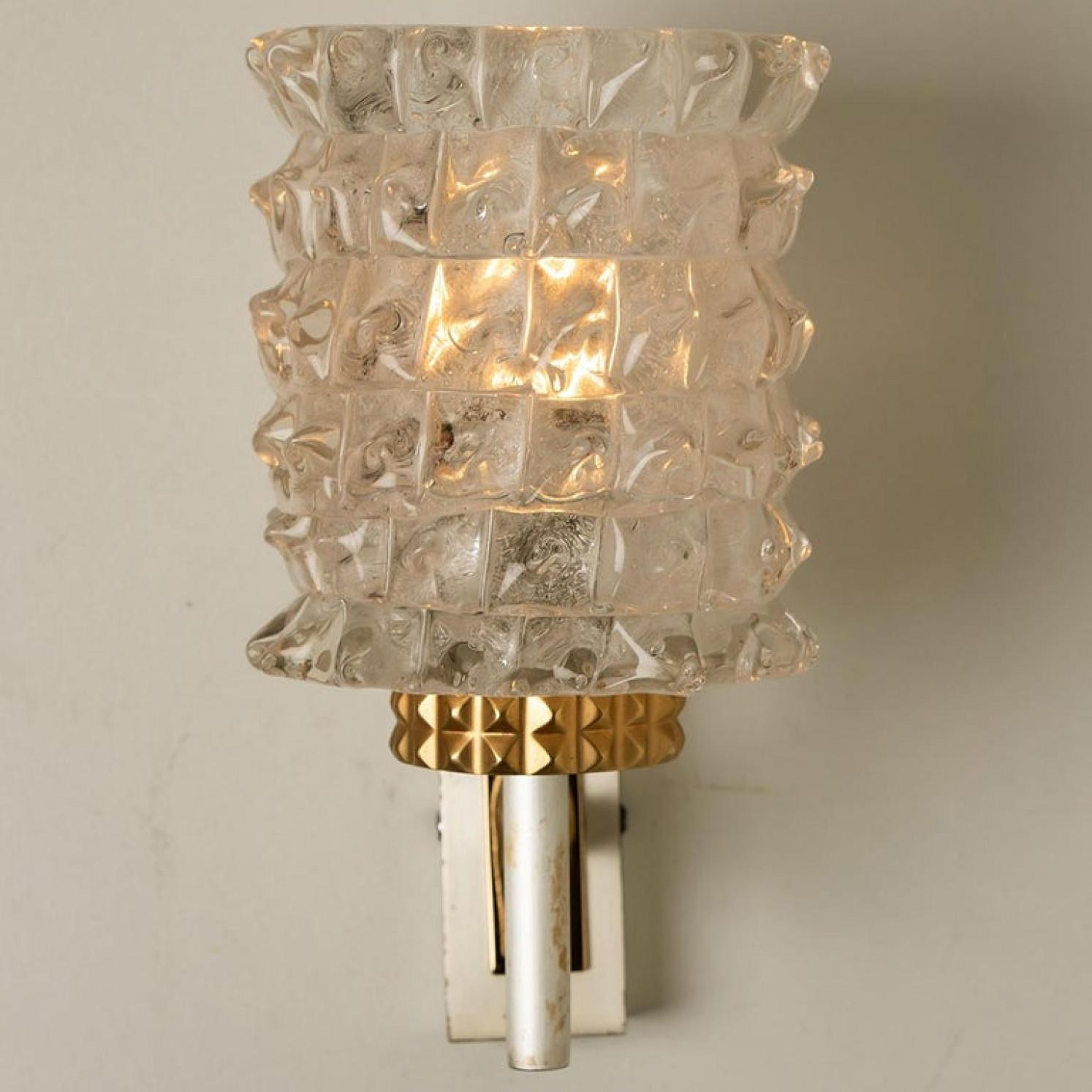 One of the Four Hillebrand Massive Glass Wall Light Fixtures, 1960 For Sale 2
