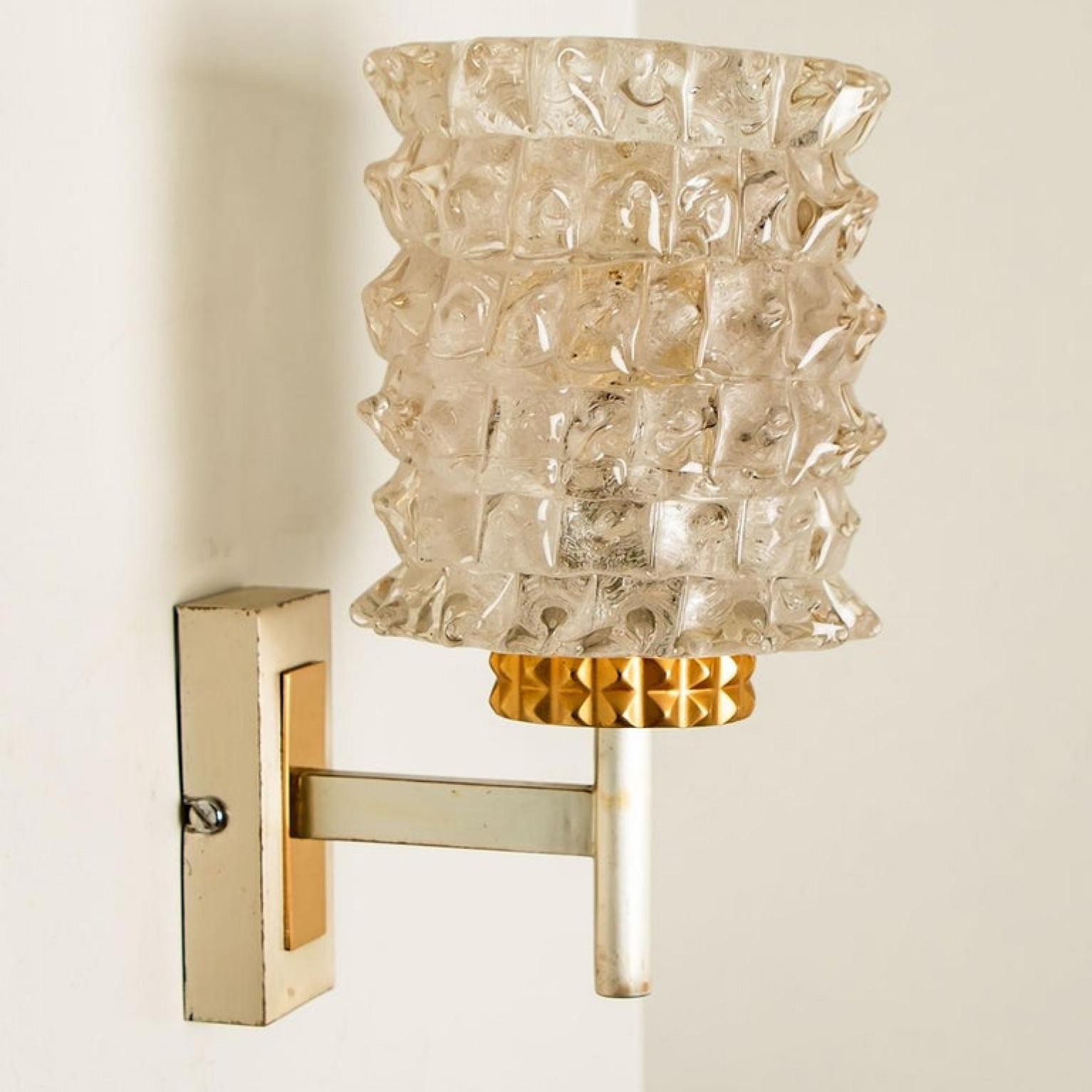 One of the Four Hillebrand Massive Glass Wall Light Fixtures, 1960 For Sale 1