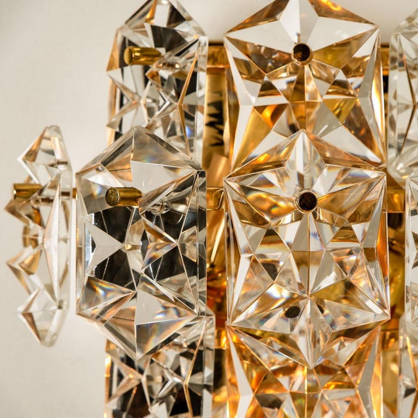 One of the Four Large Gilt Brass Faceted Crystal Sconces Wall Lights Kinkeldey For Sale 5