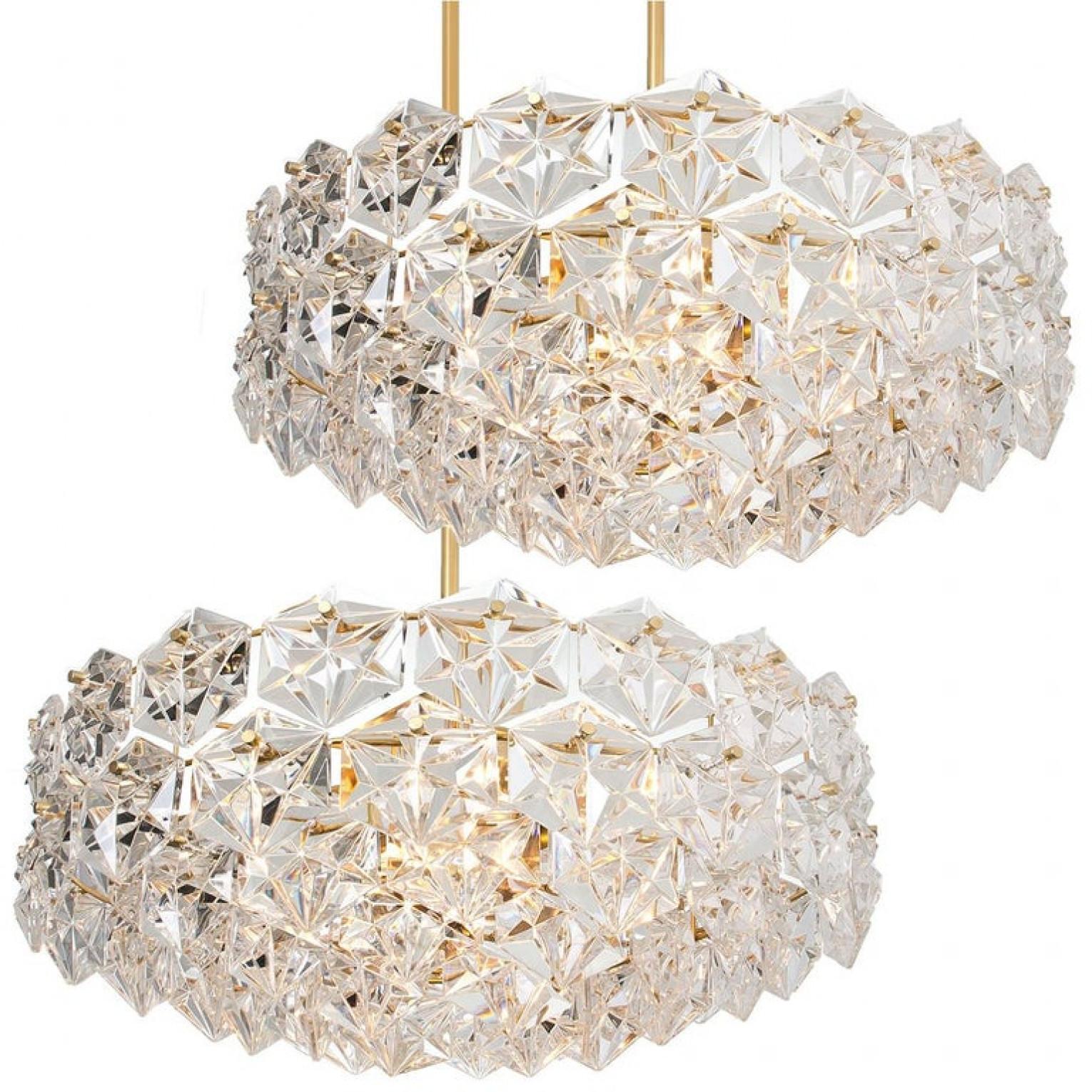 One of the Four Large Gilt Brass Faceted Crystal Sconces Wall Lights Kinkeldey For Sale 13