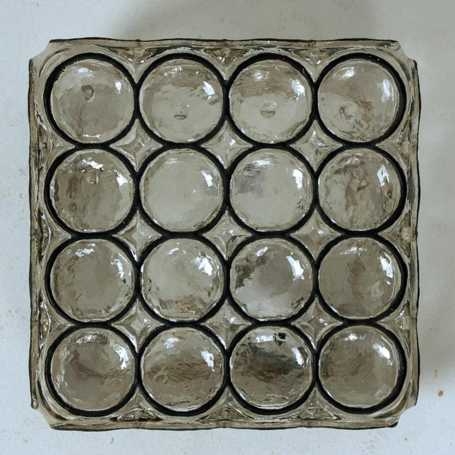 The One of the Four Limburg Iron Glass Square Flush Mounts /Wall Lights, 1960s en vente 2