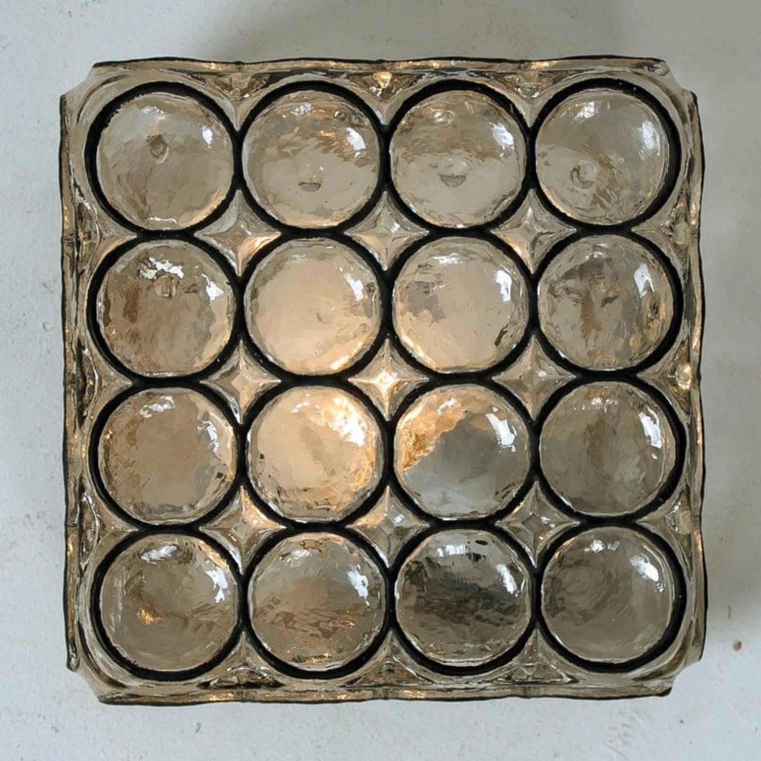 The One of the Four Limburg Iron Glass Square Flush Mounts /Wall Lights, 1960s en vente 4