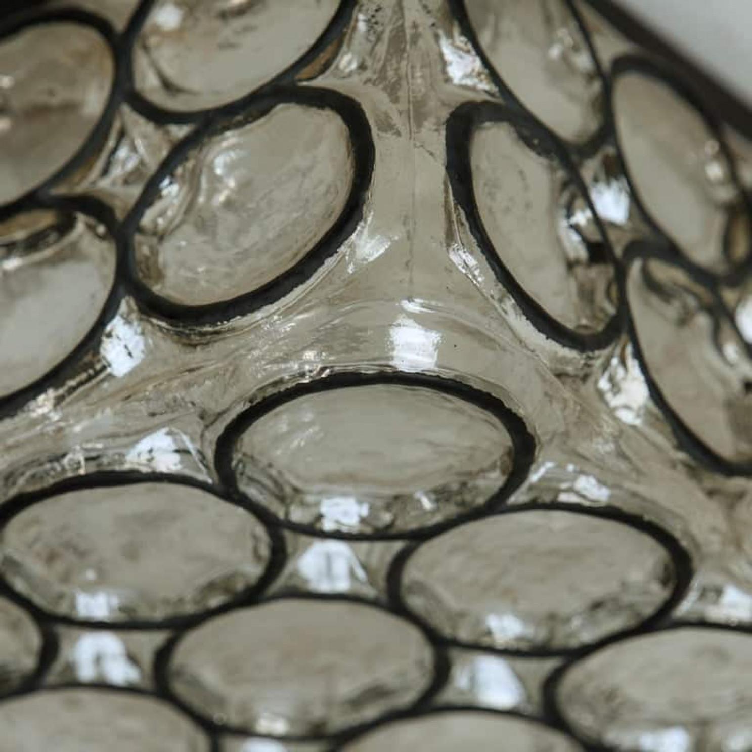 The One of the Four Limburg Iron Glass Square Flush Mounts /Wall Lights, 1960s Bon état - En vente à Rijssen, NL