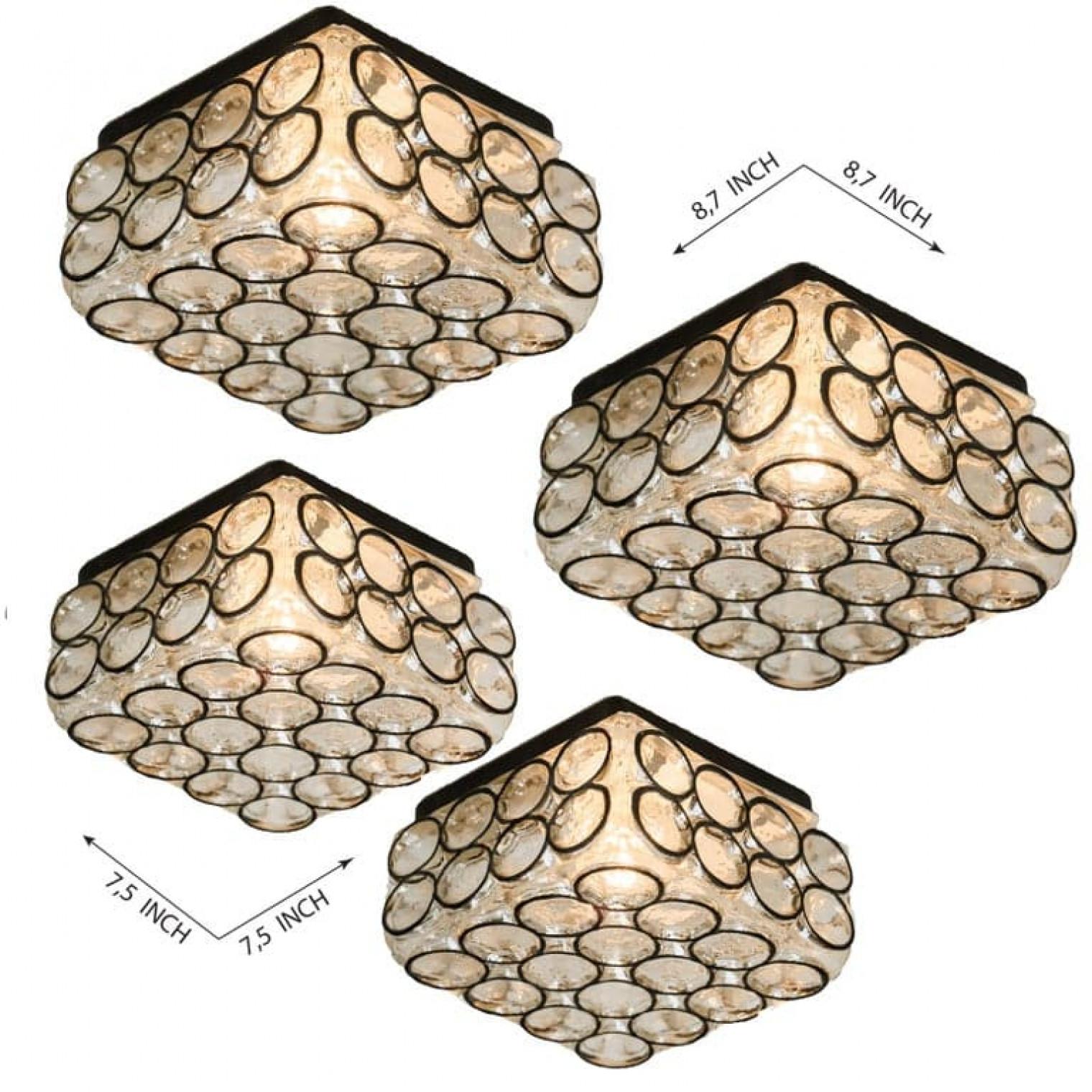 Milieu du XXe siècle The One of the Four Limburg Iron Glass Square Flush Mounts /Wall Lights, 1960s en vente