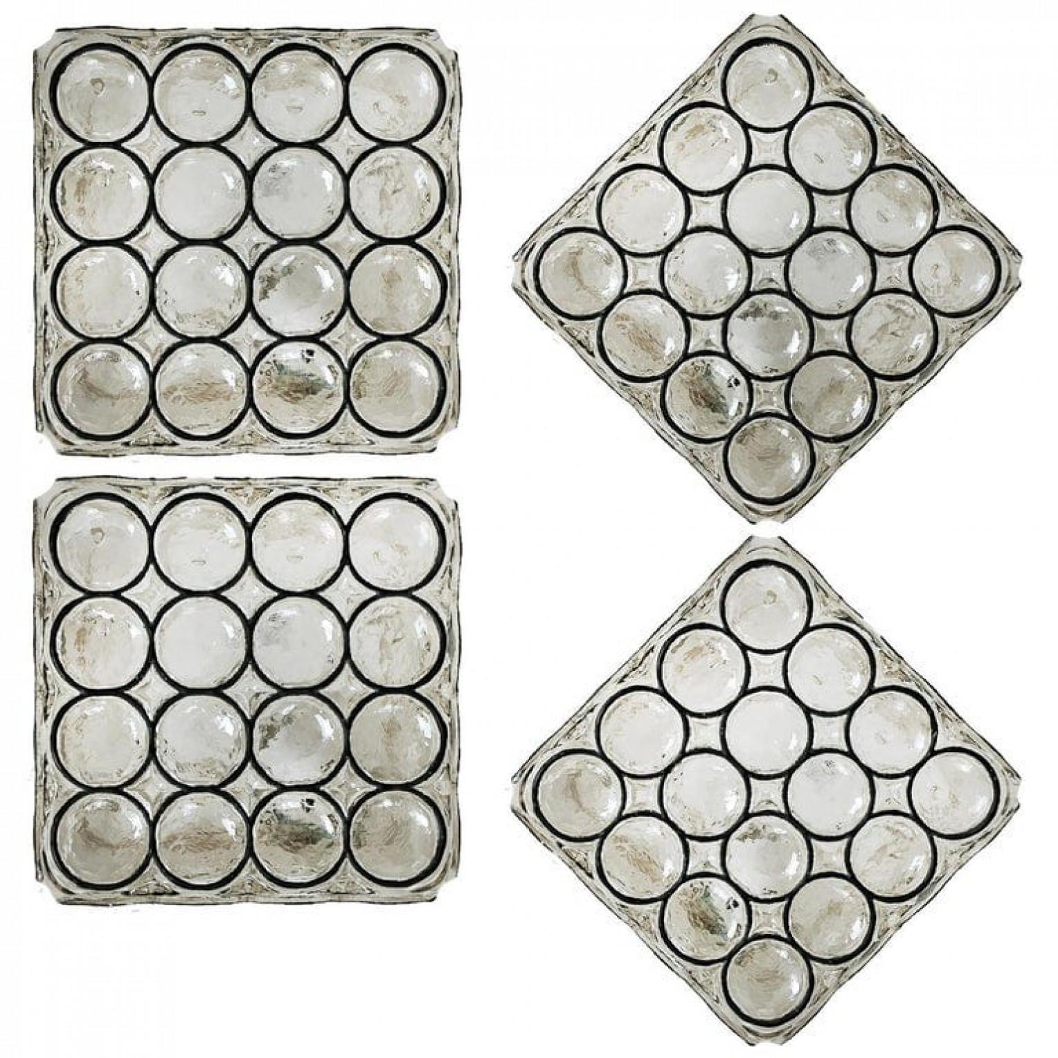 The One of the Four Limburg Iron Glass Square Flush Mounts /Wall Lights, 1960s en vente 1