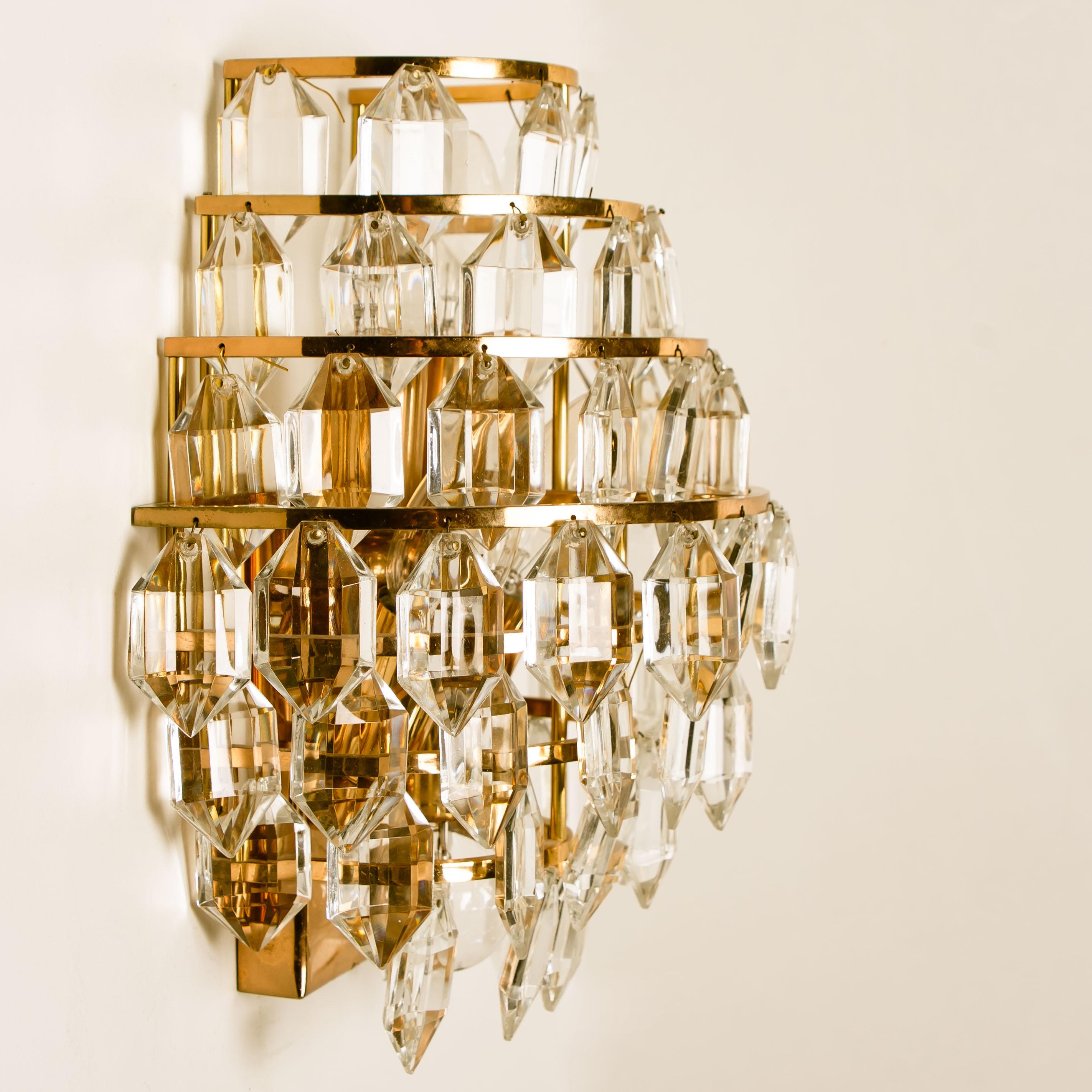 One of the Four Modern Crystal Glass Wall Sconces by Bakalowits, 1960s For Sale 3