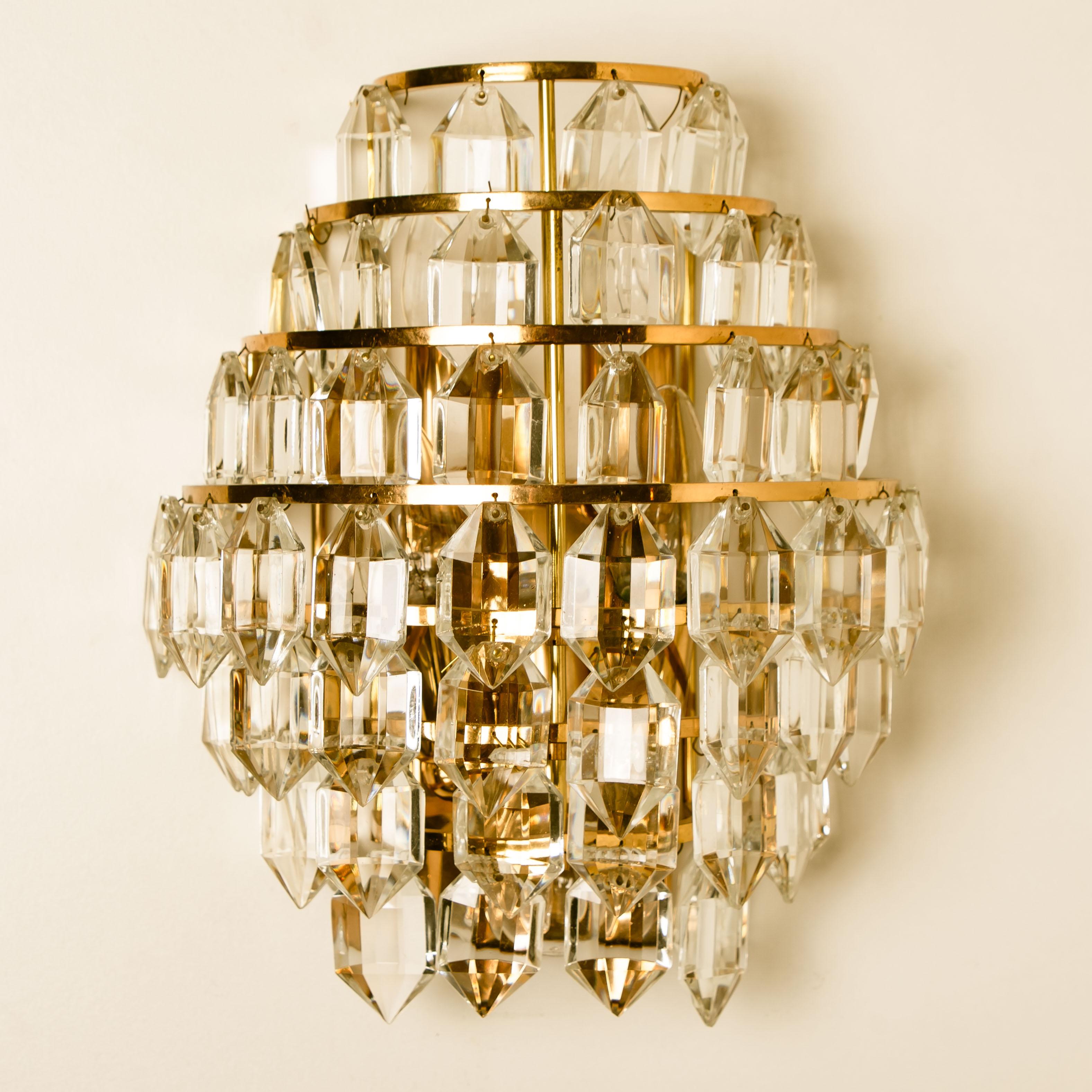 One of the Four Modern Crystal Glass Wall Sconces by Bakalowits, 1960s For Sale 4