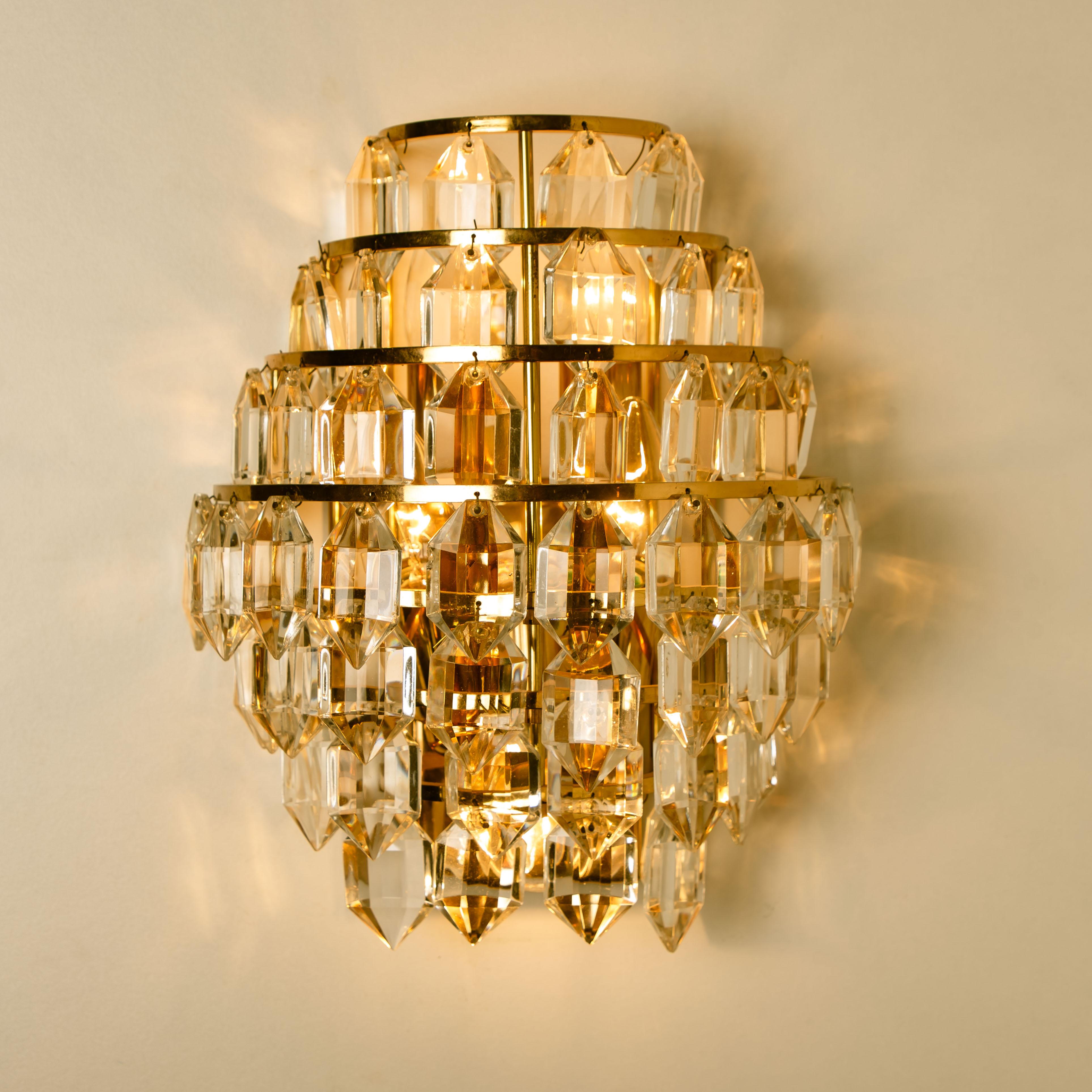 One of the Four Modern Crystal Glass Wall Sconces by Bakalowits, 1960s For Sale 5