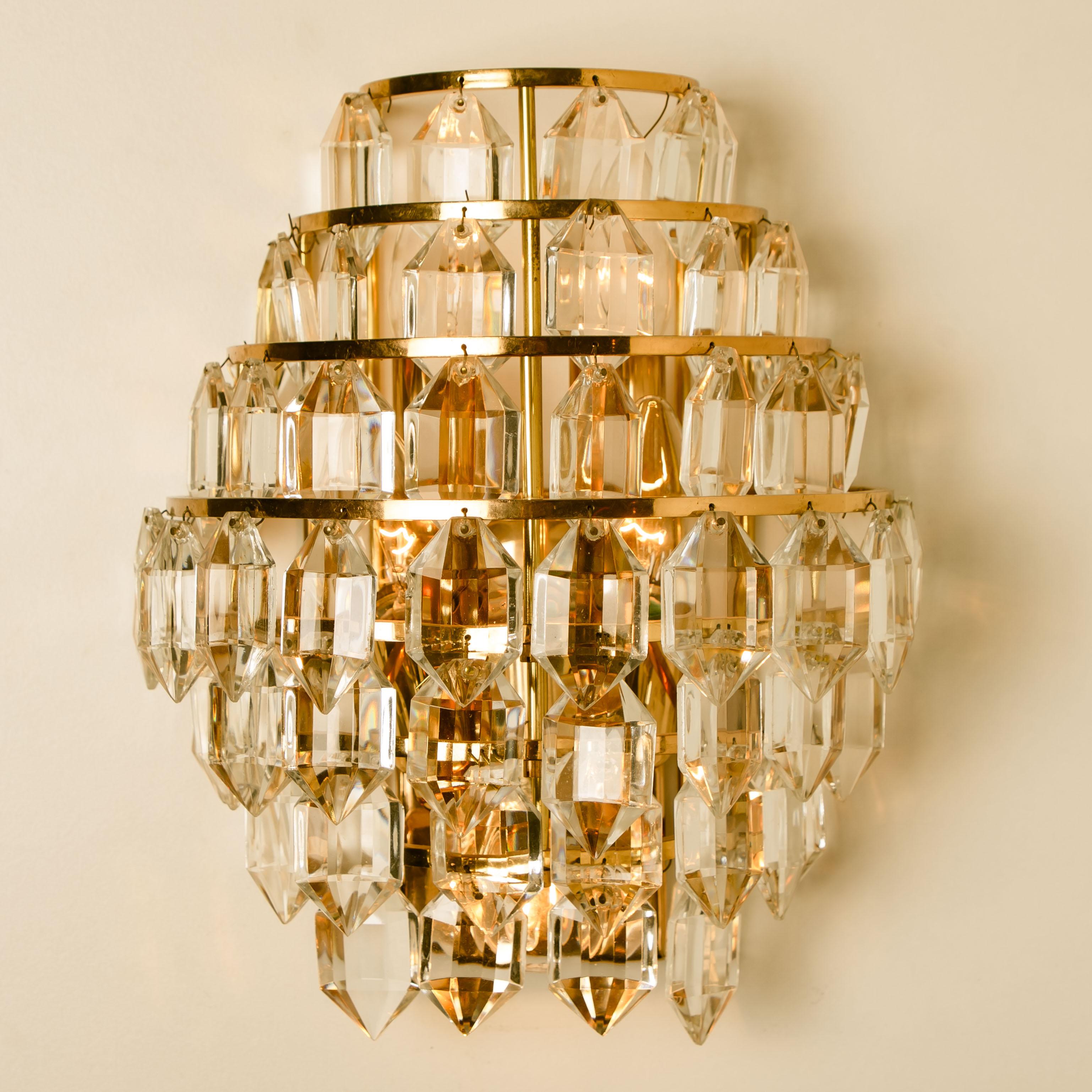 One of the Four Modern Crystal Glass Wall Sconces by Bakalowits, 1960s For Sale 6