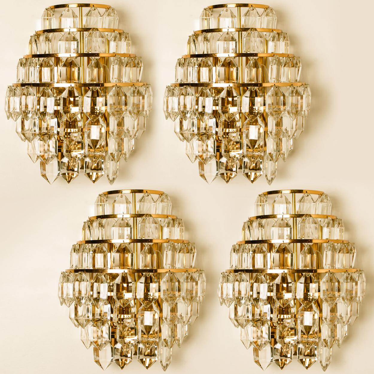 One of the Four Modern Crystal Glass Wall Sconces by Bakalowits, 1960s For Sale 18