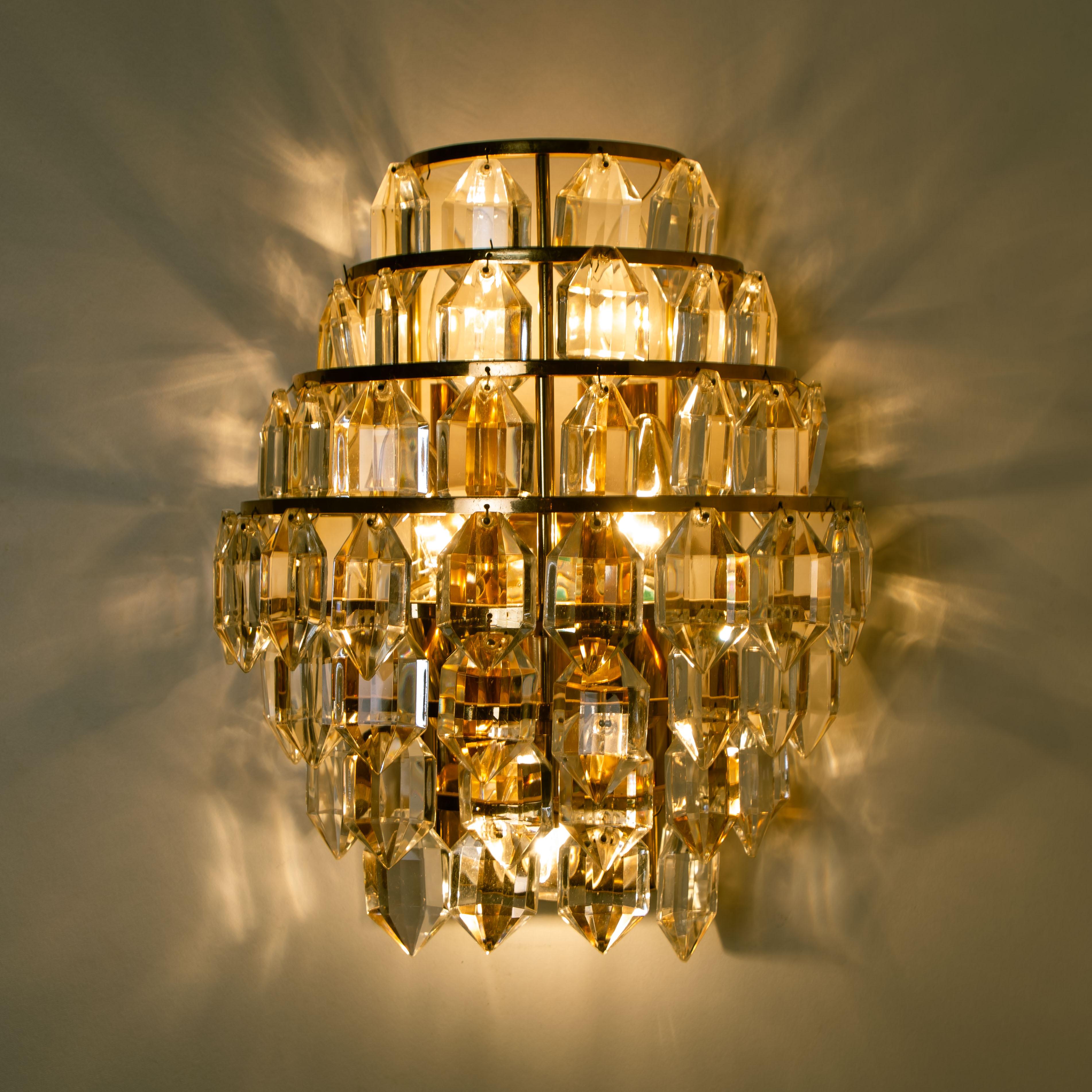 One of the Four Modern Crystal Glass Wall Sconces by Bakalowits, 1960s For Sale 2