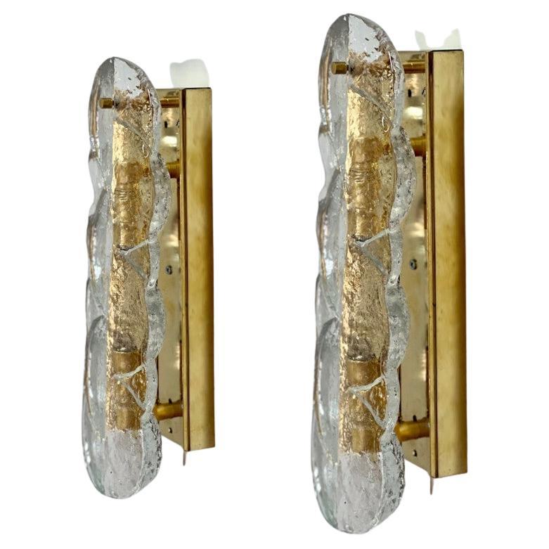 Une des quatre paires d'appliques en verre transparent Citrus Swirl  de J.T. Kalmar en vente