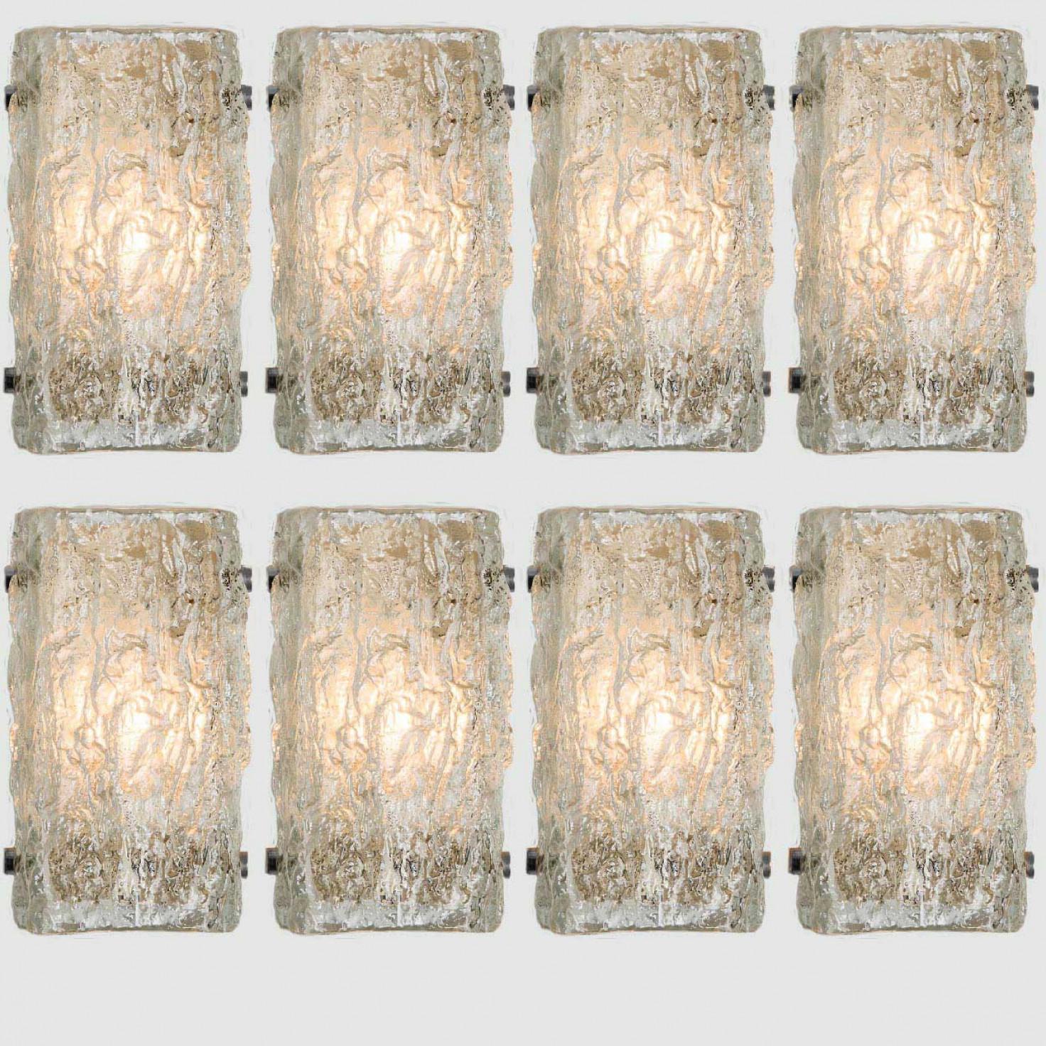 Other One Of The Four Rock Textured Glass Chrome Wall Lights J.T. Kalmar, 1960s For Sale