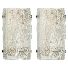 One Of The Four Rock Textured Glass Chrome Wall Lights J.T. Kalmar, 1960s