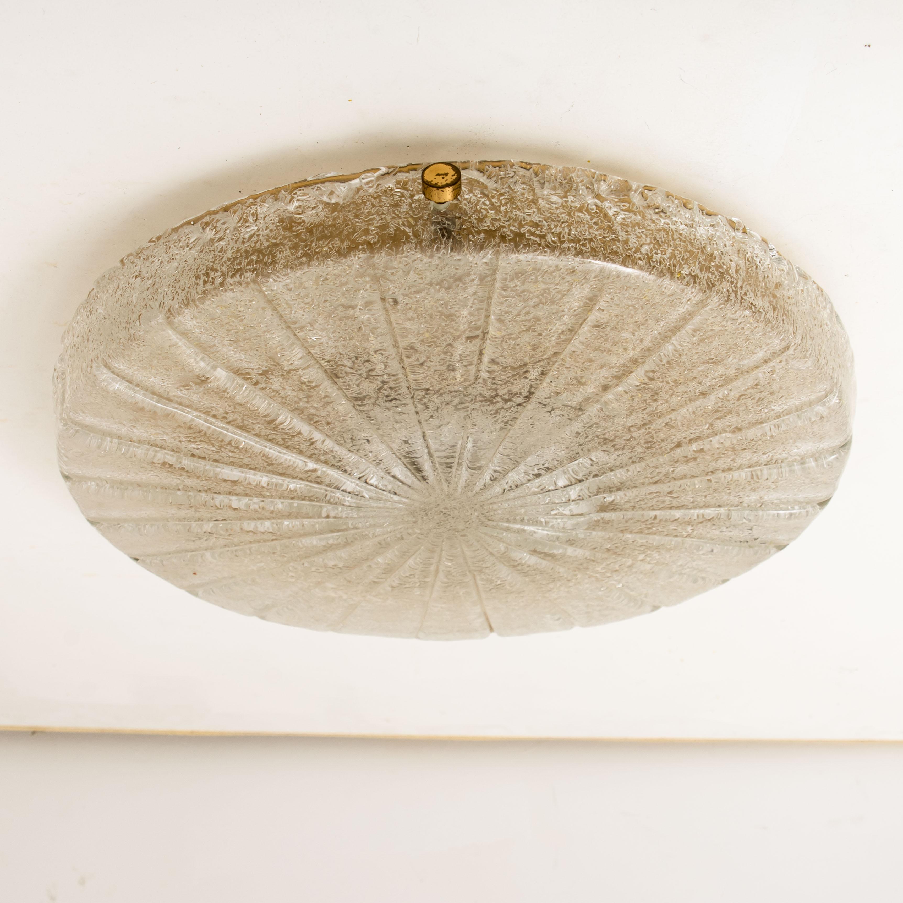 20th Century One of the Nine Hillebrand Textured Sunbrust Flush Mount or Wall Sconce, 1960 For Sale