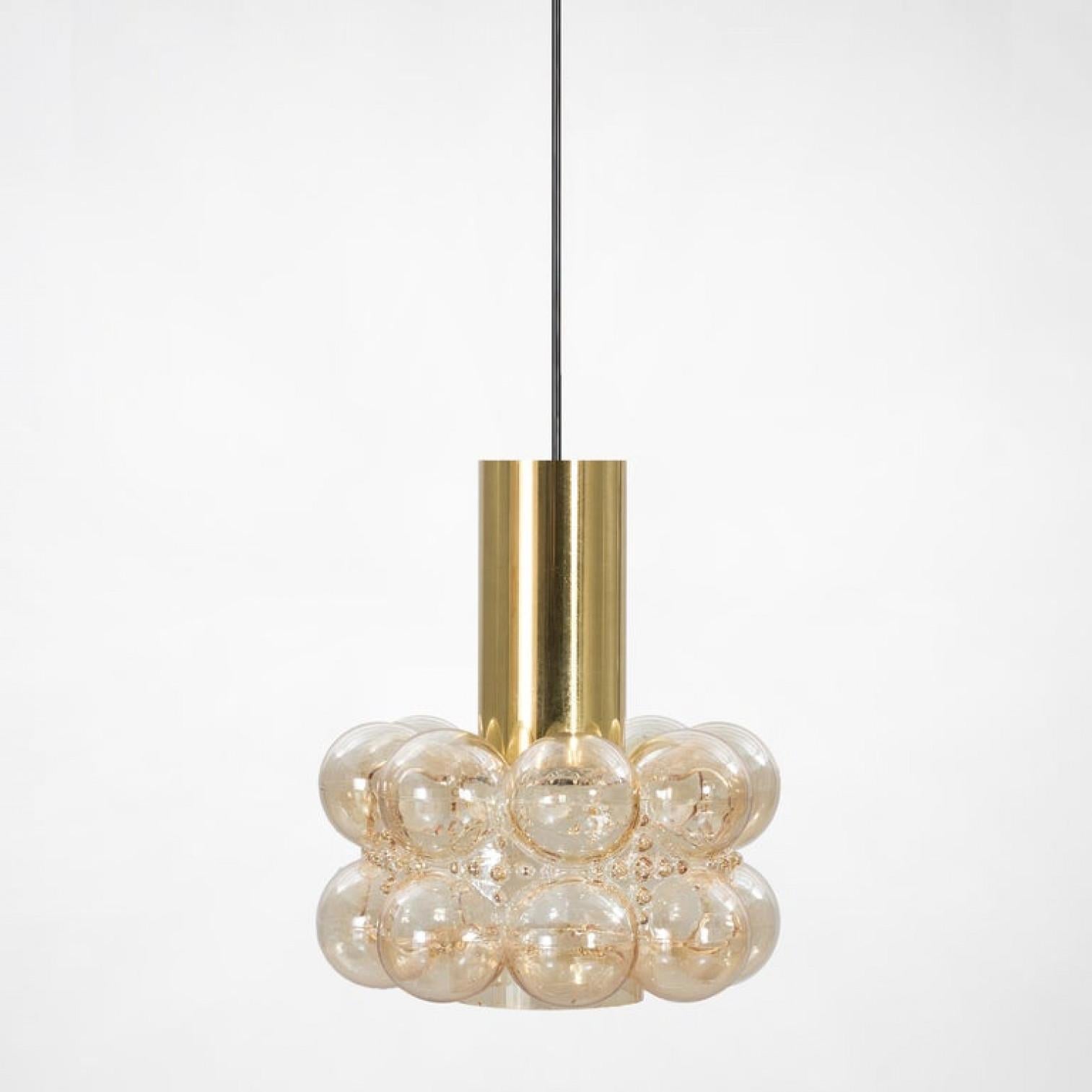 German One of the Six Beautiful Bubble Glass Pendant Lamps by Helena Tynell, 1960 For Sale