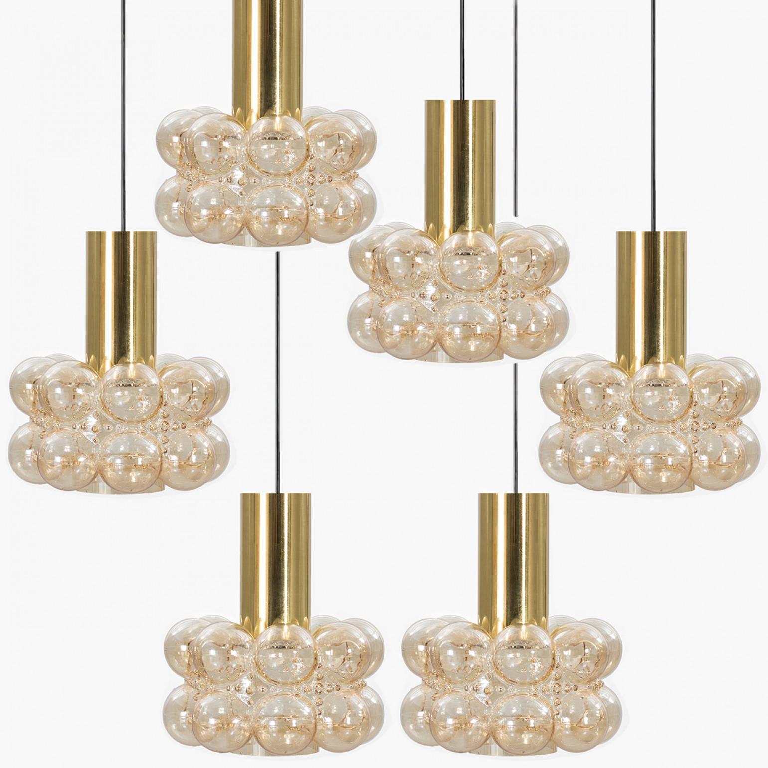 Mid-20th Century One of the Six Beautiful Bubble Glass Pendant Lamps by Helena Tynell, 1960 For Sale