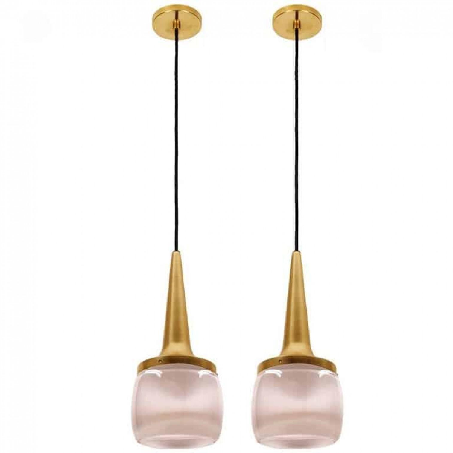 Mid-20th Century One of the Six  Brass Glass Cascade Fixtures by Staff, 1960 For Sale