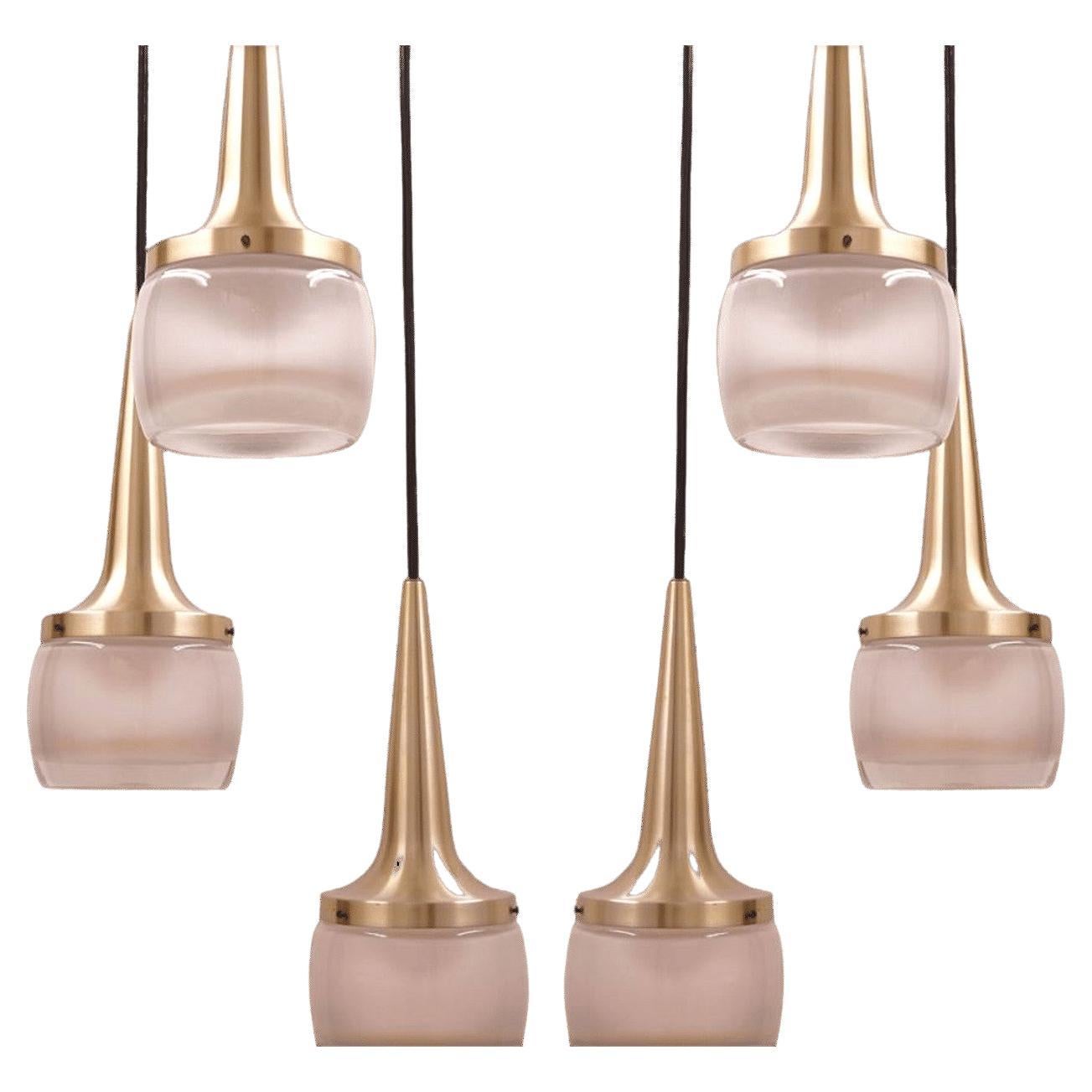 One of the Six  Brass Glass Cascade Fixtures by Staff, 1960