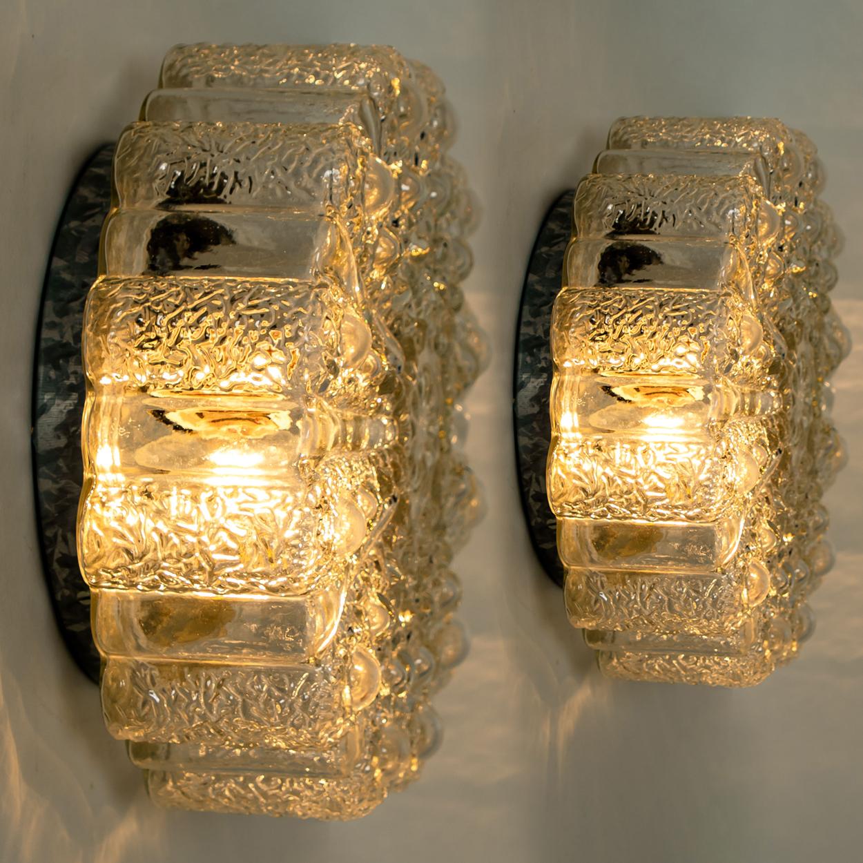 Late 20th Century One of the Six Glass Brass Wall Lights/ Flush Mounts, 1970, Germany For Sale