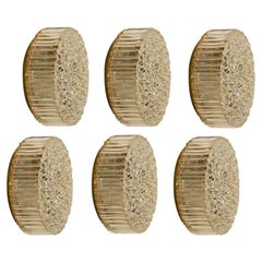 One of the Six Glass Brass Wall Lights/ Flush Mounts by Motoko Isshi for Staff