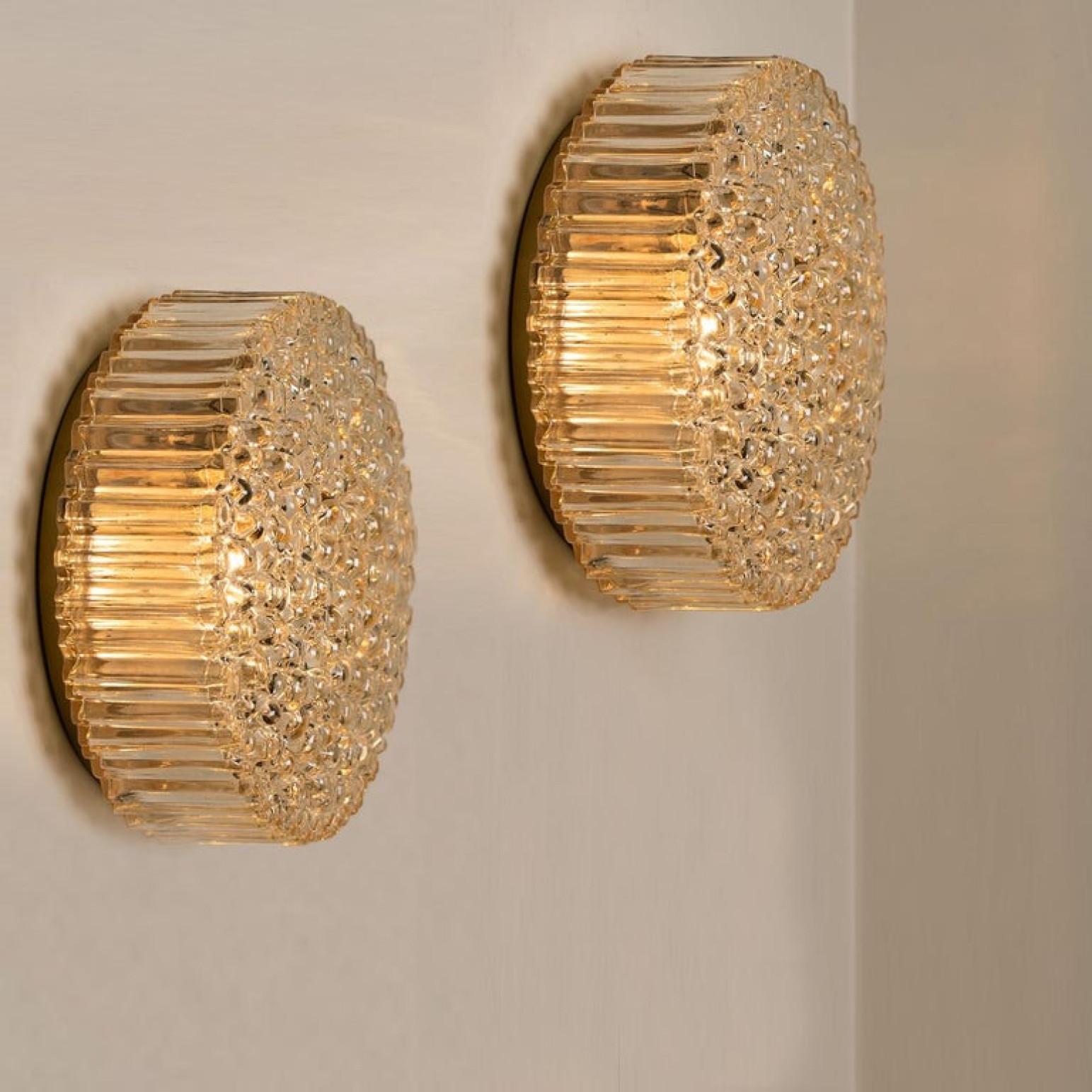 Other One of the Six Glass Brass Wall Lights/ Flush Mounts by Motoko Isshi for Staff For Sale