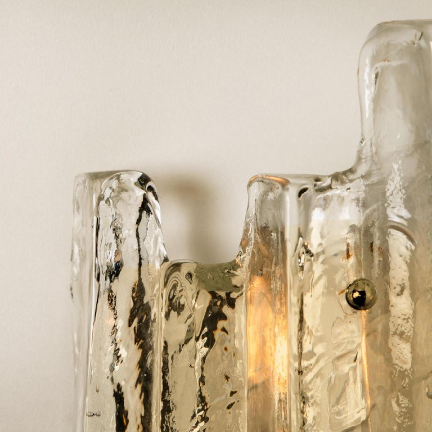 One of the Six Ice Glass Wall Sconces, Austria, 1970s For Sale 2