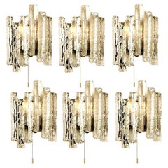 Vintage One of the Six Ice Glass Wall Sconces, Austria, 1970s