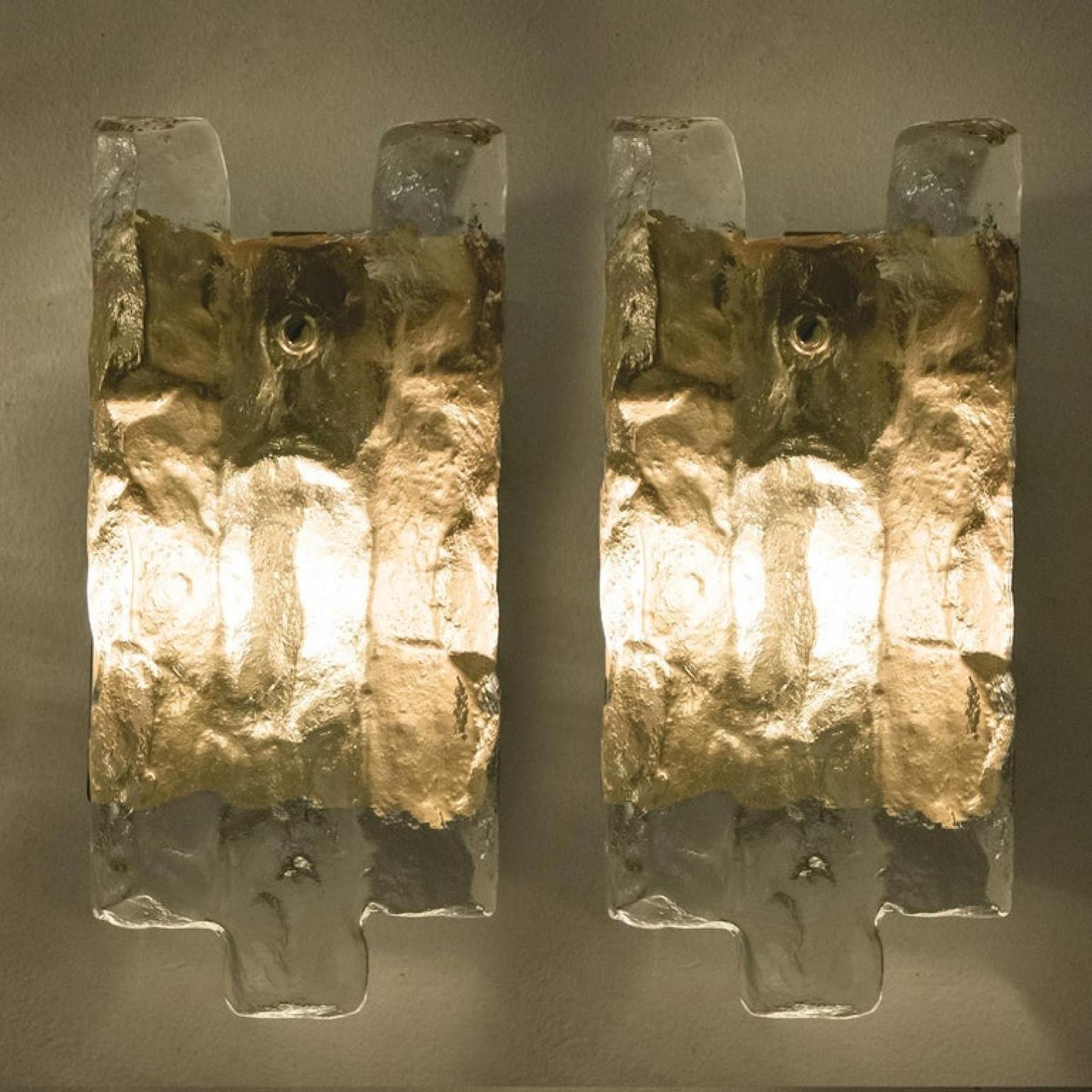 One of The Six Kalmar Ice Glass Wall Sconces by J.T. Kalmar, Austria, 1970s For Sale 4