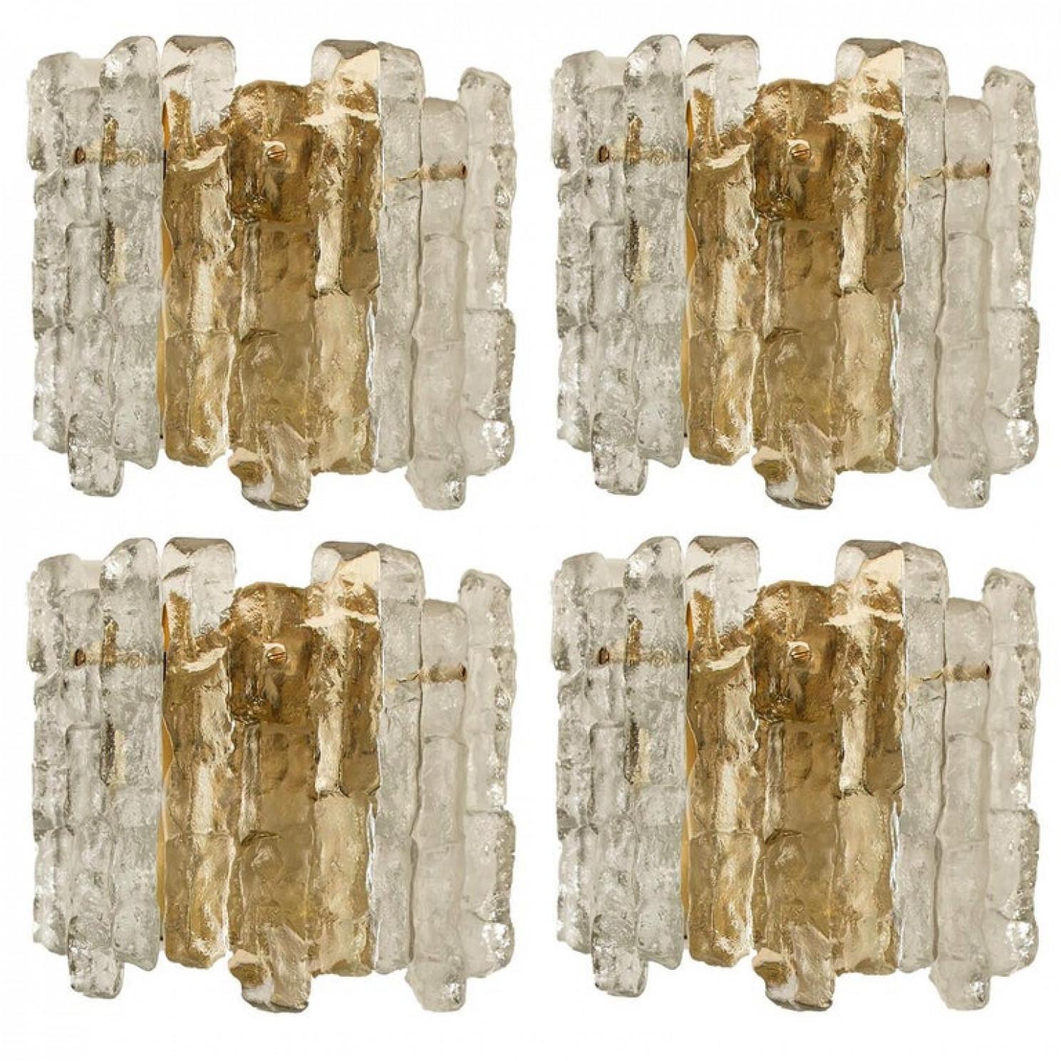 One of The Six Kalmar Ice Glass Wall Sconces by J.T. Kalmar, Austria, 1970s For Sale 10